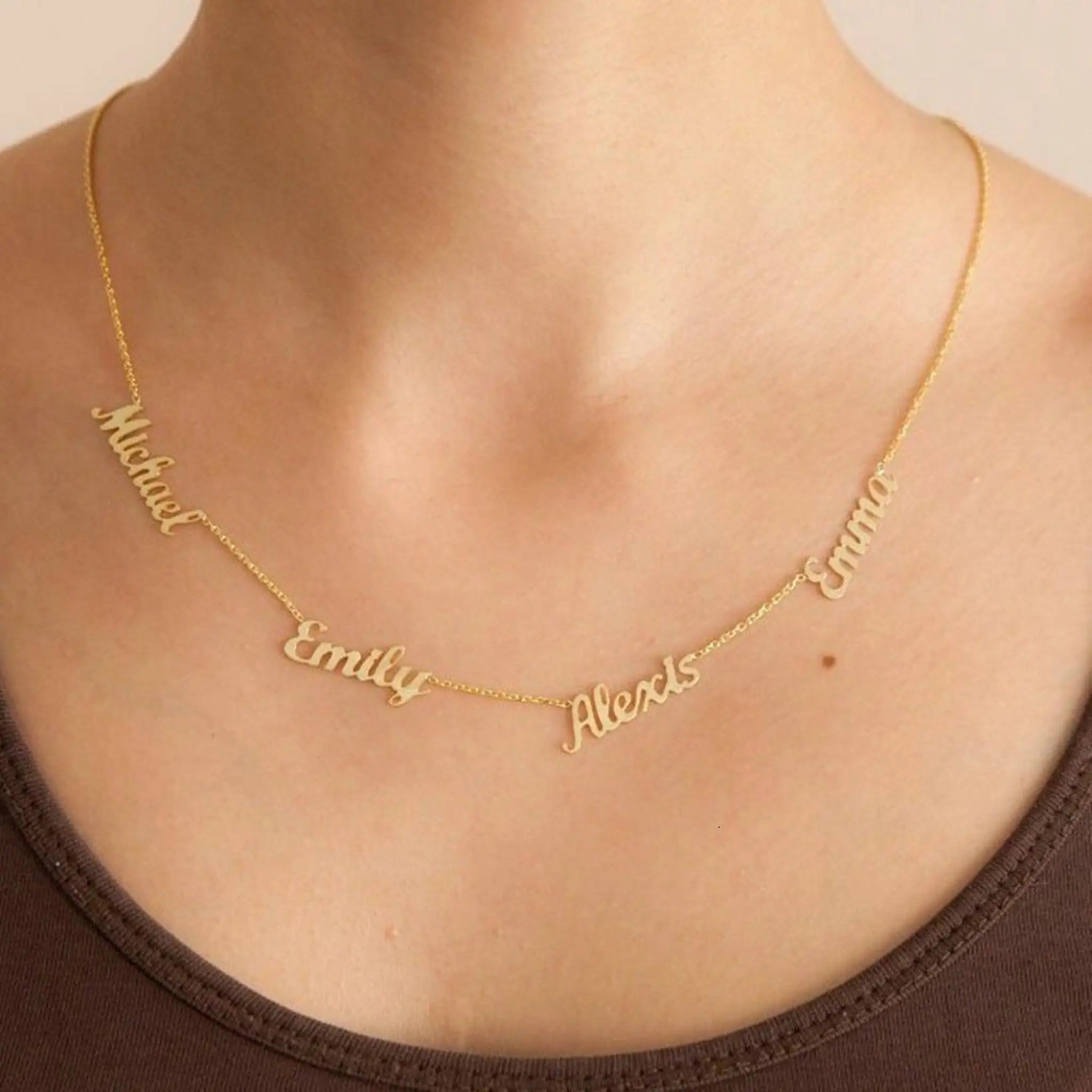 Name Custom Stainless Steel Necklace Personalized DIY - 4names - Necklace