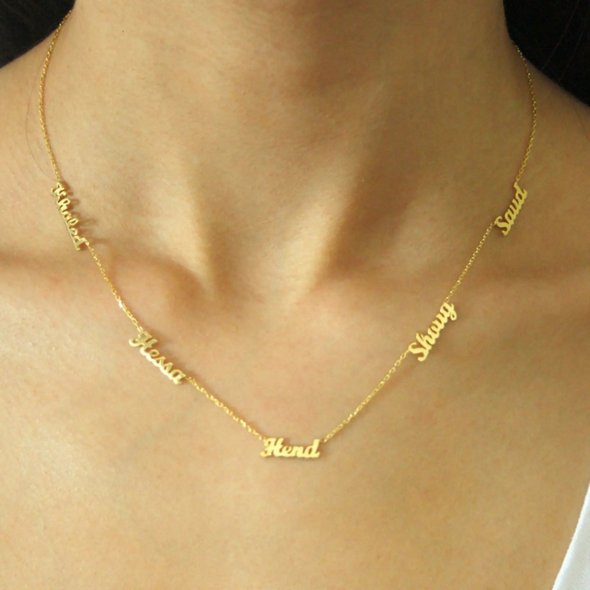 Name Custom Stainless Steel Necklace Personalized DIY - 5names - Necklace