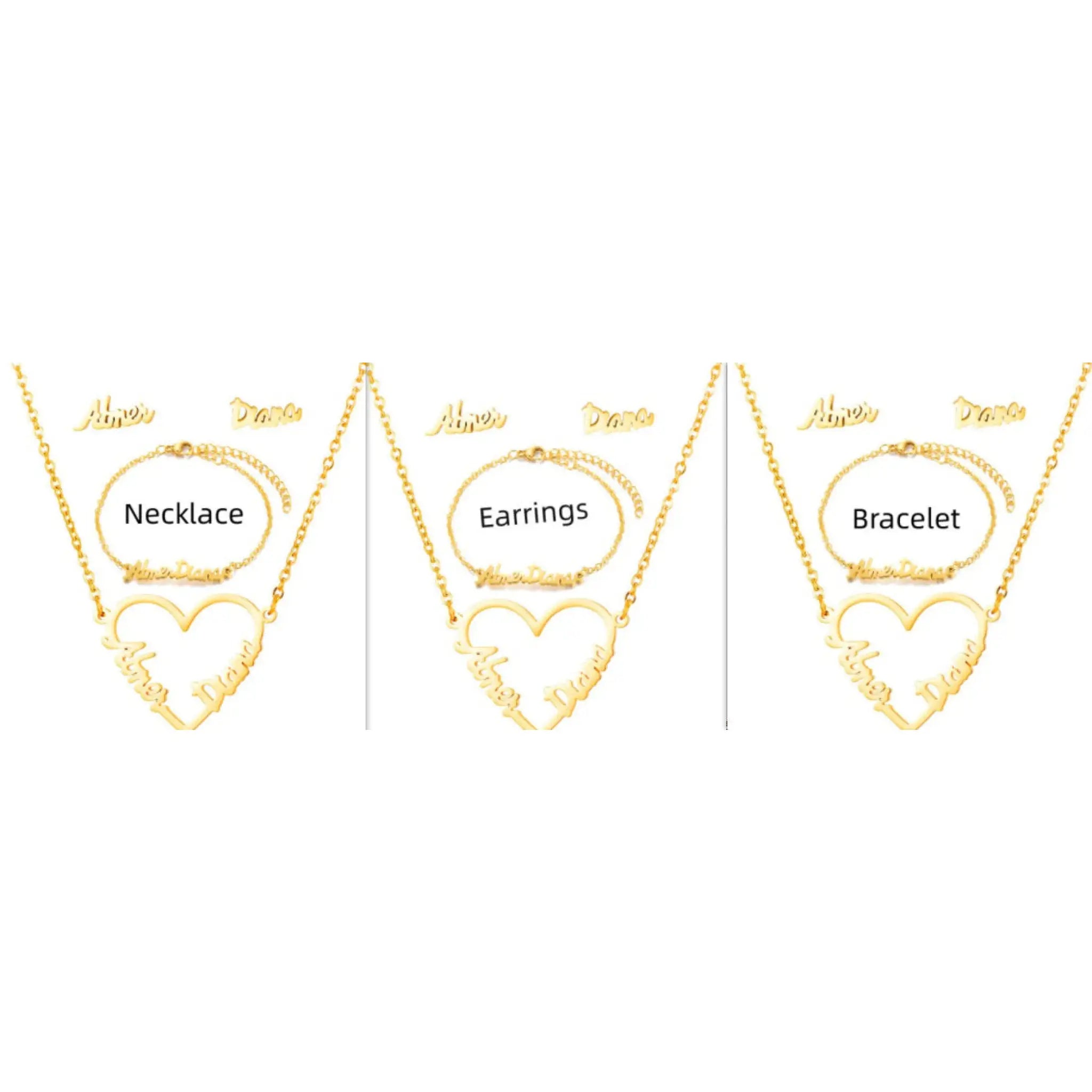 Name Earrings With Engraved Characters Are Versatile And Minimalist - Gold / Set2. - 7