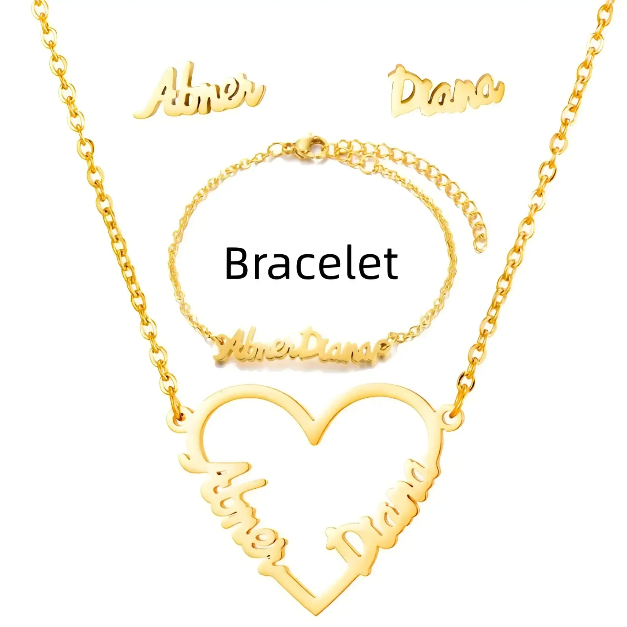 Name Earrings With Engraved Characters Are Versatile And Minimalist - Gold / Bracelet - 7