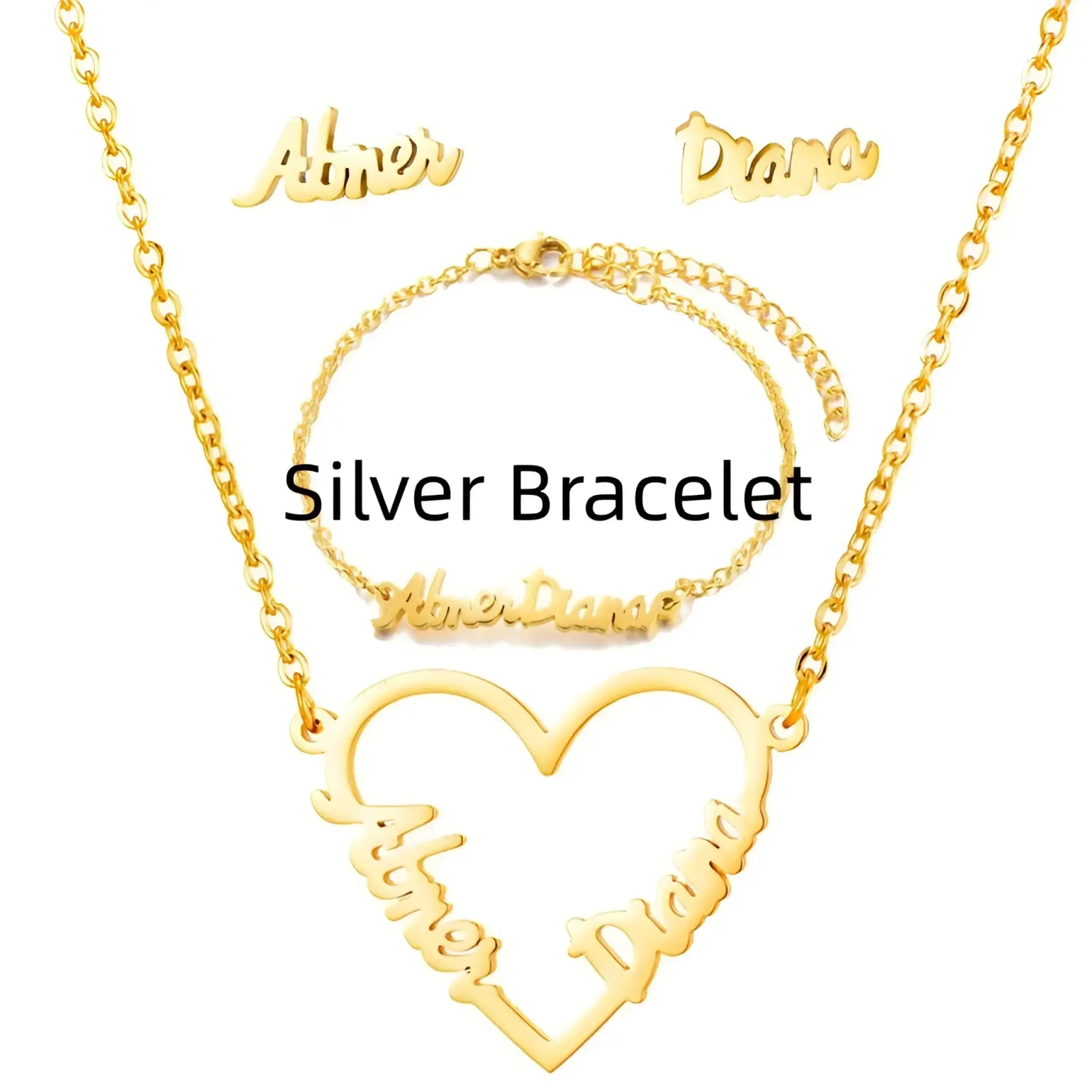 Name Earrings With Engraved Characters Are Versatile And Minimalist - Silver / Bracelet - 7