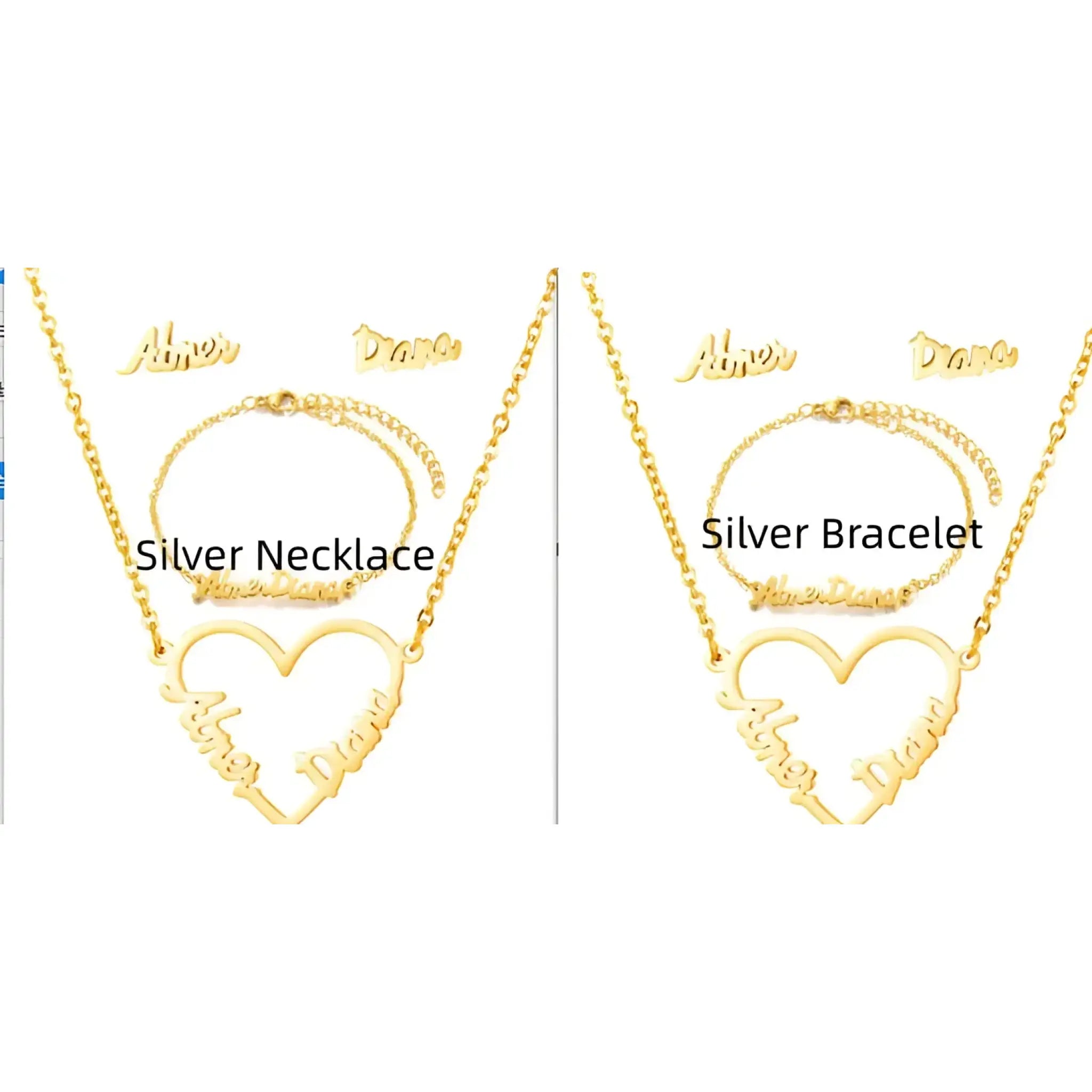 Name Earrings With Engraved Characters Are Versatile And Minimalist - Silver / Set - 7