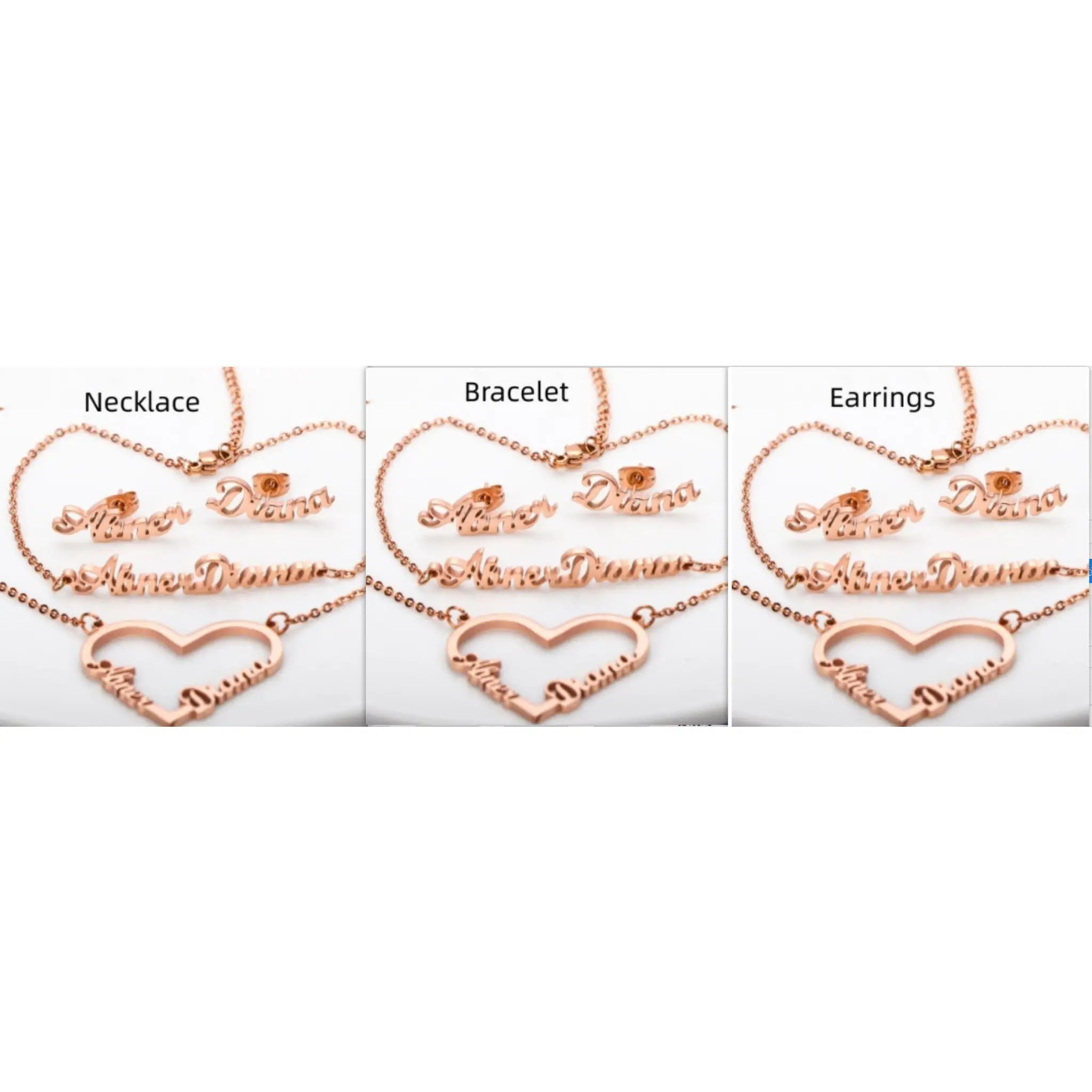 Name Earrings With Engraved Characters Are Versatile And Minimalist - Rose Gold / Set2. - 7