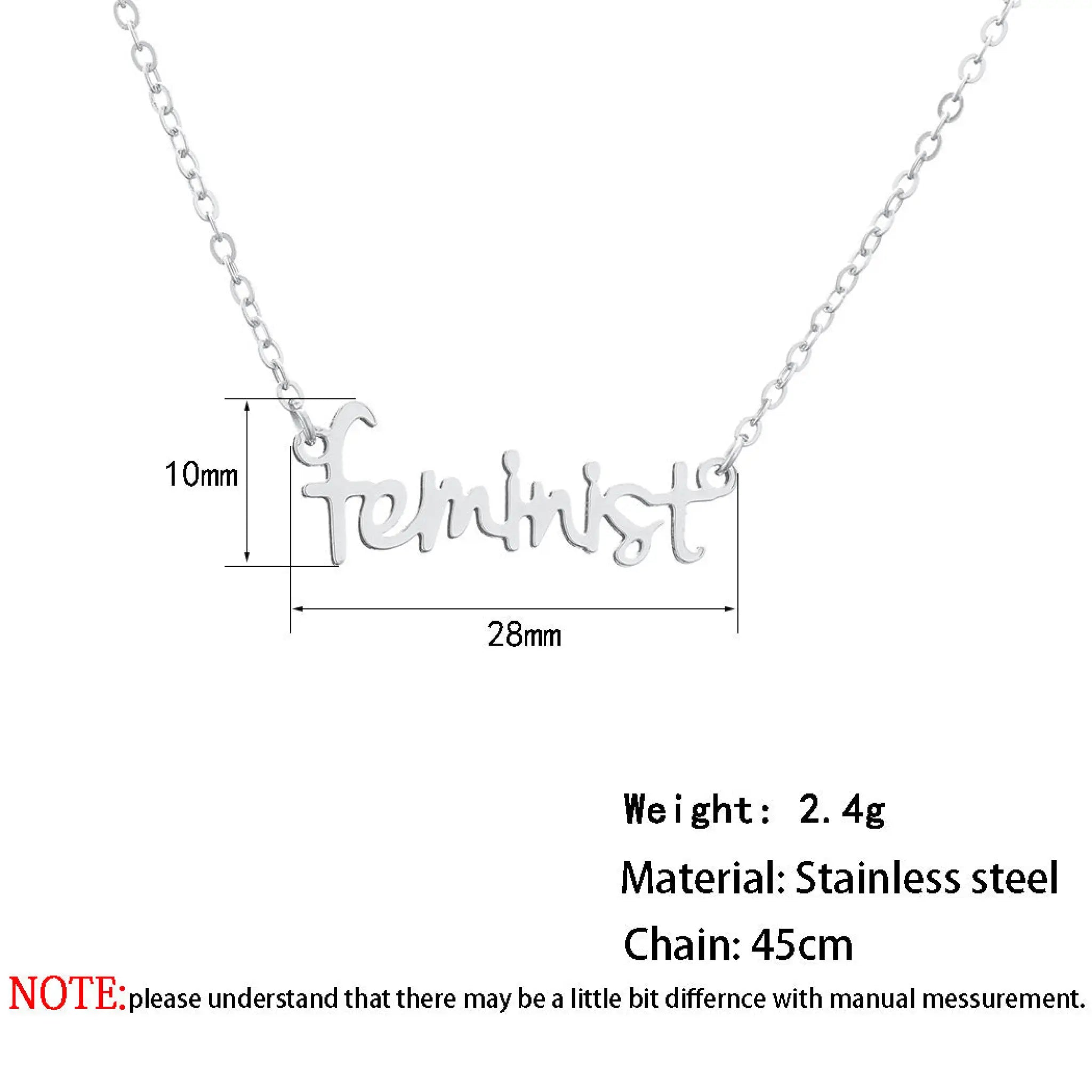 Name Feminist Necklace Women’s Handwritten Chain Christmas Gift