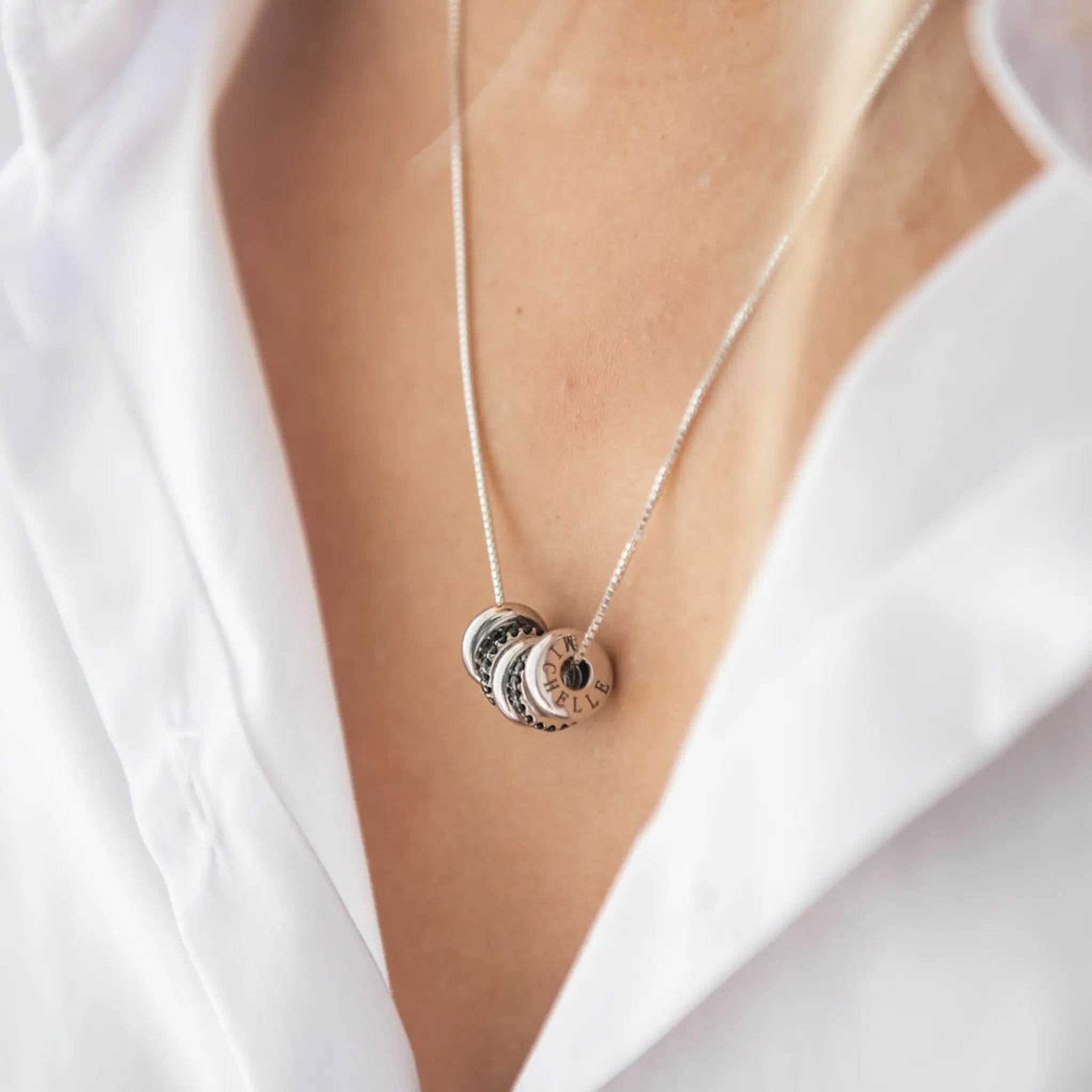 Name Necklace Female DIY Personalized Custom Diamond - Add 1bead and 1diamond ring - 7