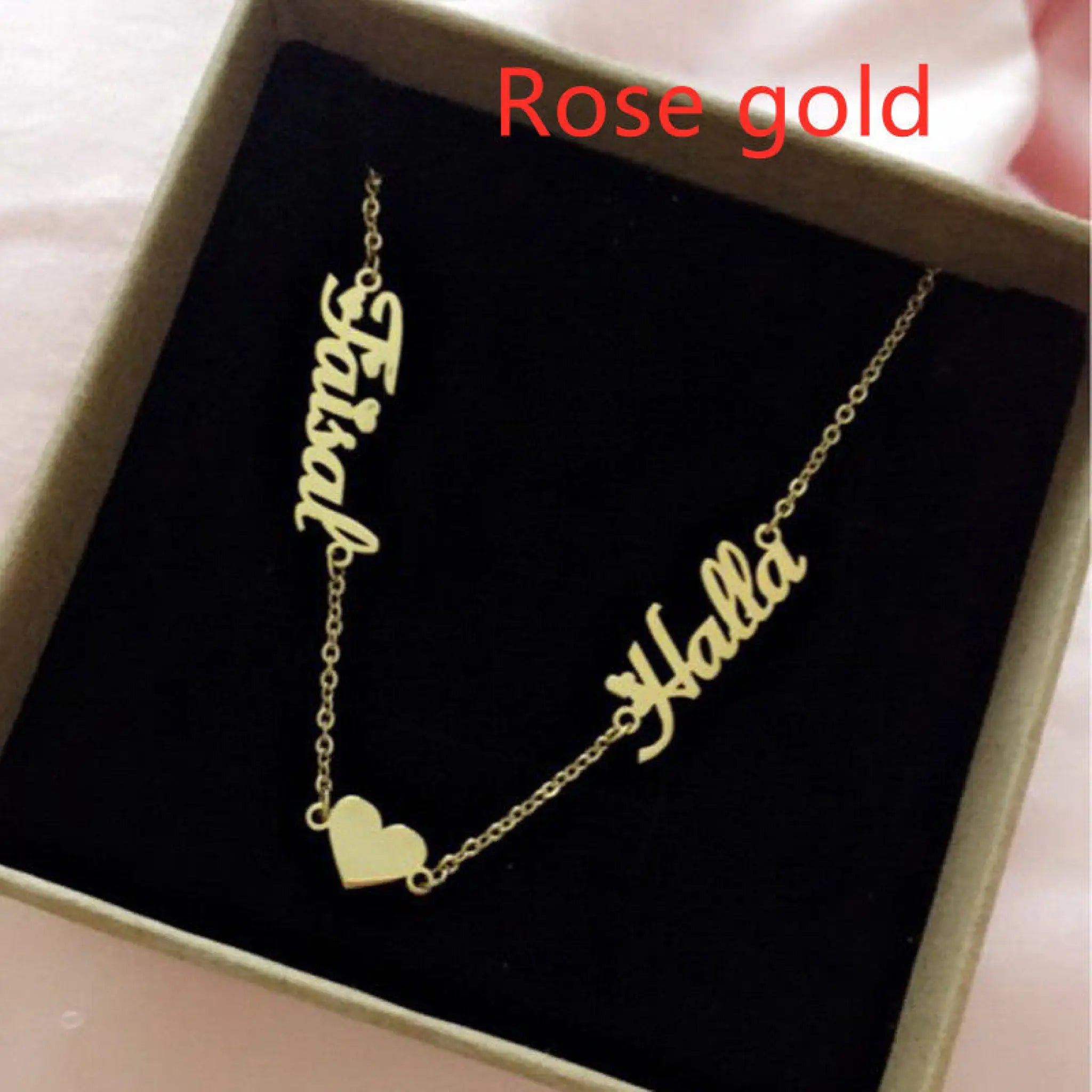 Name Private Custom Necklace Female Gold Plated - Rose gold / 43cm - 7
