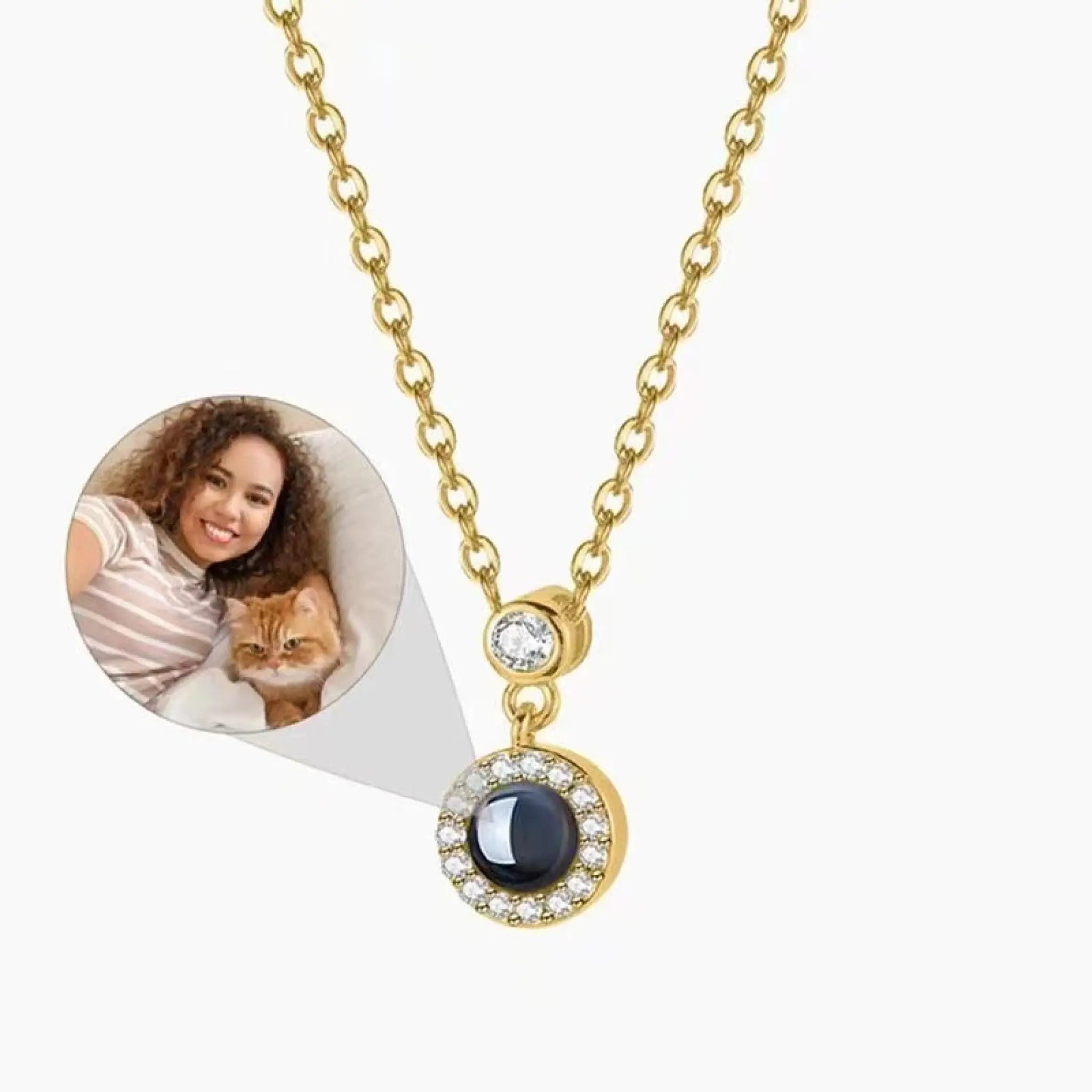 Nano Micro-engraved Text Color Picture Photo Custom 100 Languages Projection Necklace - 18k gold - 7