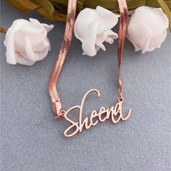 Necklace Stainless Steel Name Snake Chain Necklace - 7