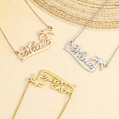 New Creative Diy Island Holiday Coconut Tree Name Necklace Female - 7