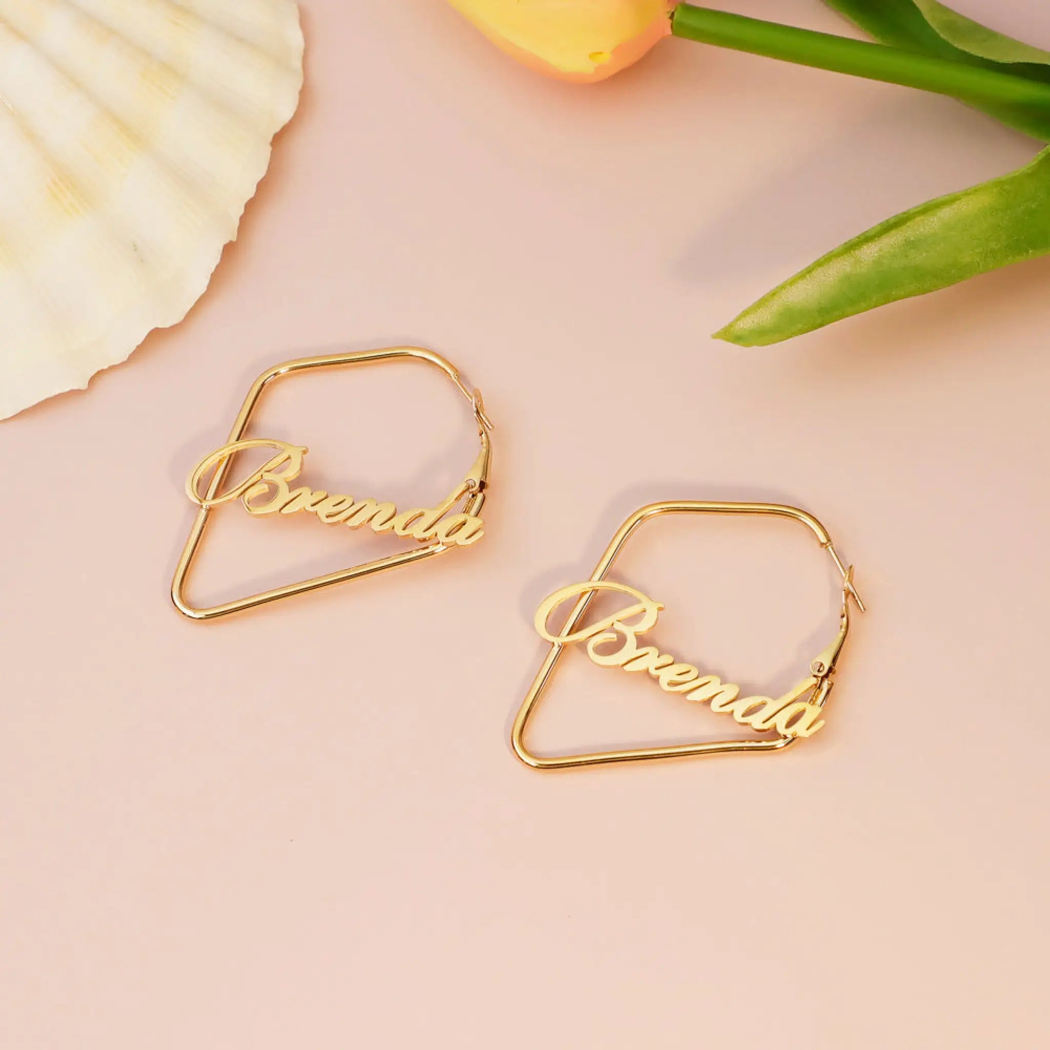 New Product Irregular Square English Name Brenda Earrings Female - Gold - 7