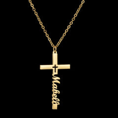 Niche Design Cross Necklace Stainless Steel English Name Clavicle Chain - 7