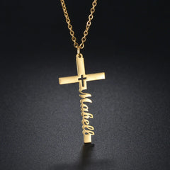 Niche Design Cross Necklace Stainless Steel English Name Clavicle Chain - 7