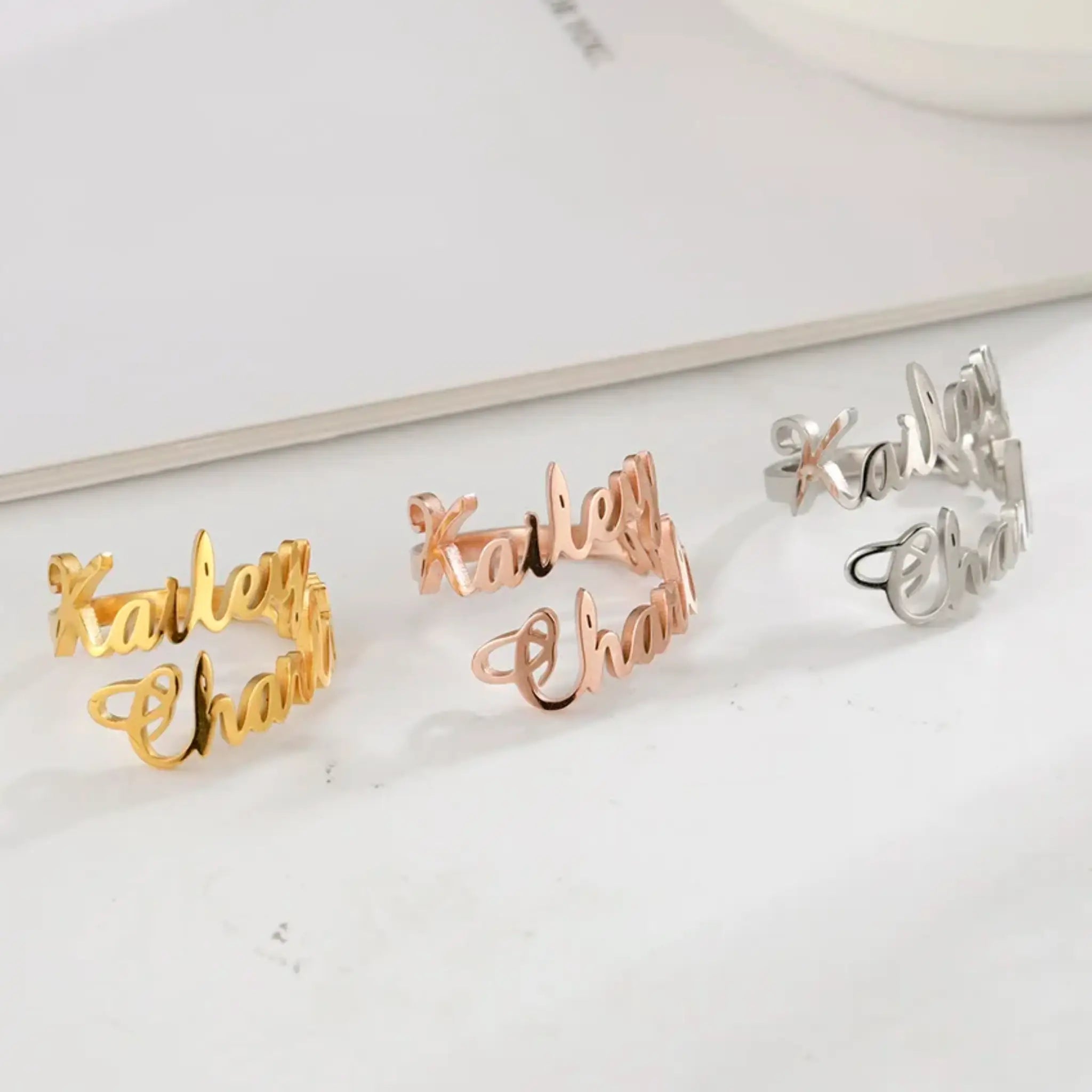 Personalised Custom Double Name Rings