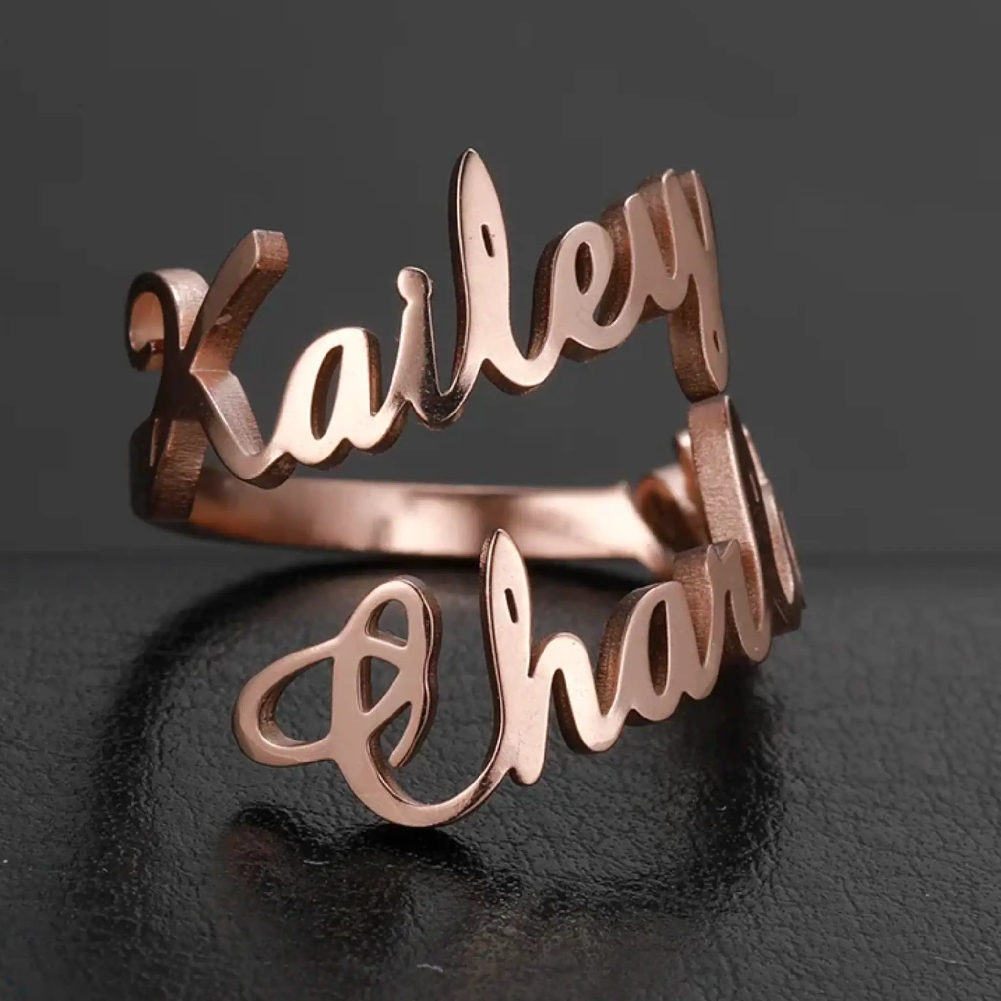 Personalised Custom Double Name Rings