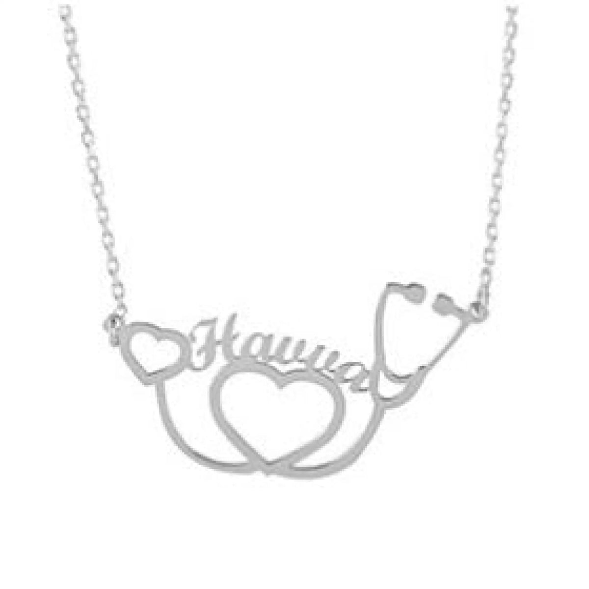 Personality Stethoscope Name Necklace Jewelry Stainless Steel - Steel color - 7
