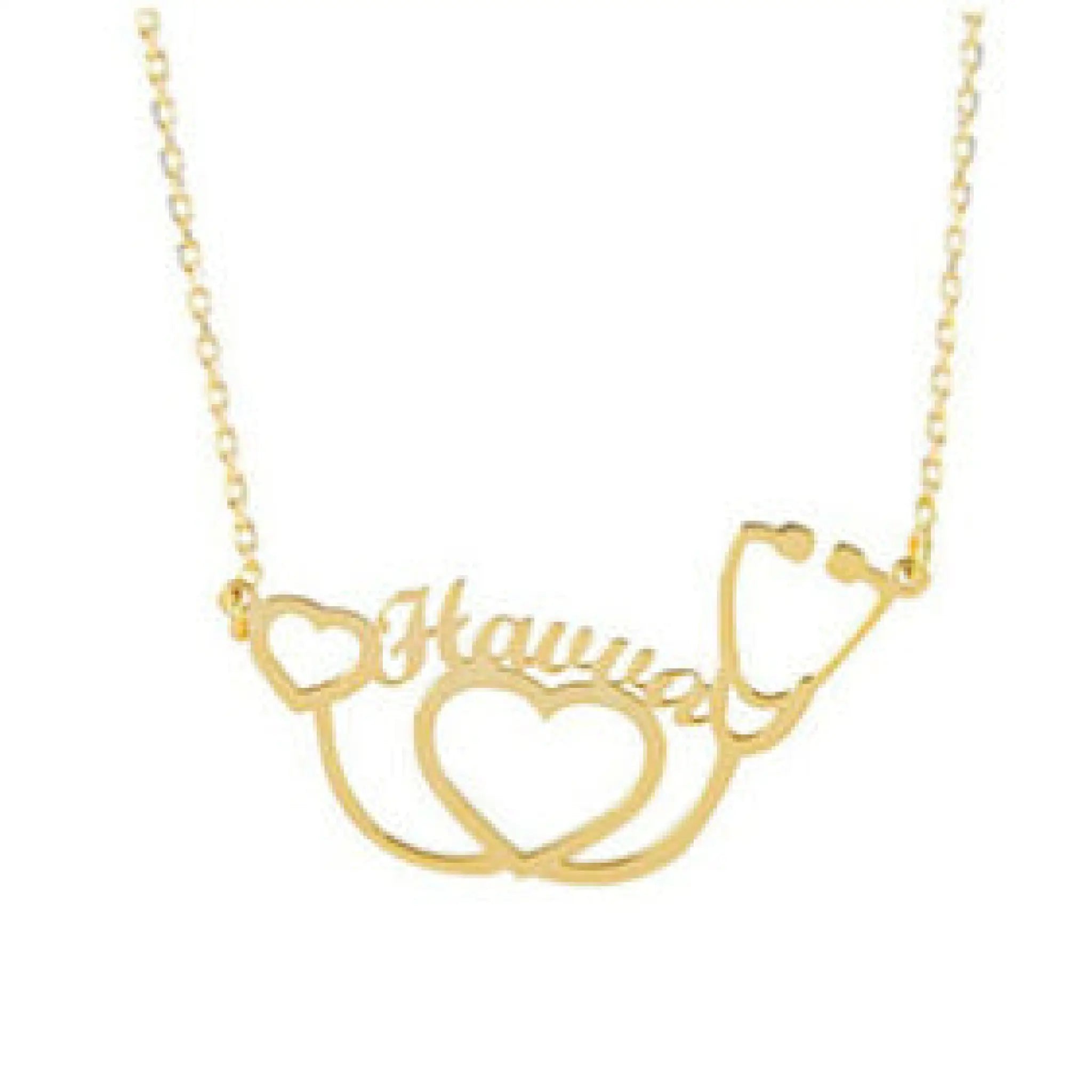 Personality Stethoscope Name Necklace Jewelry Stainless Steel - Gold - 7
