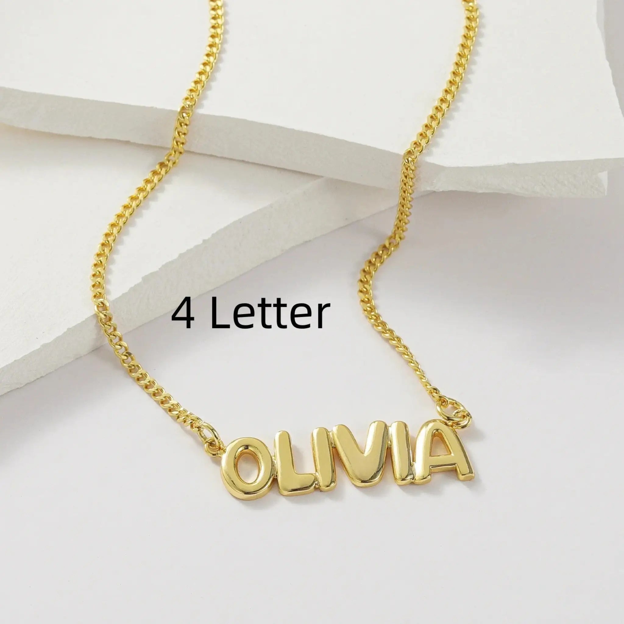 Personalized 3D Bubble Name Necklace - Gold / 4 Letter - 7
