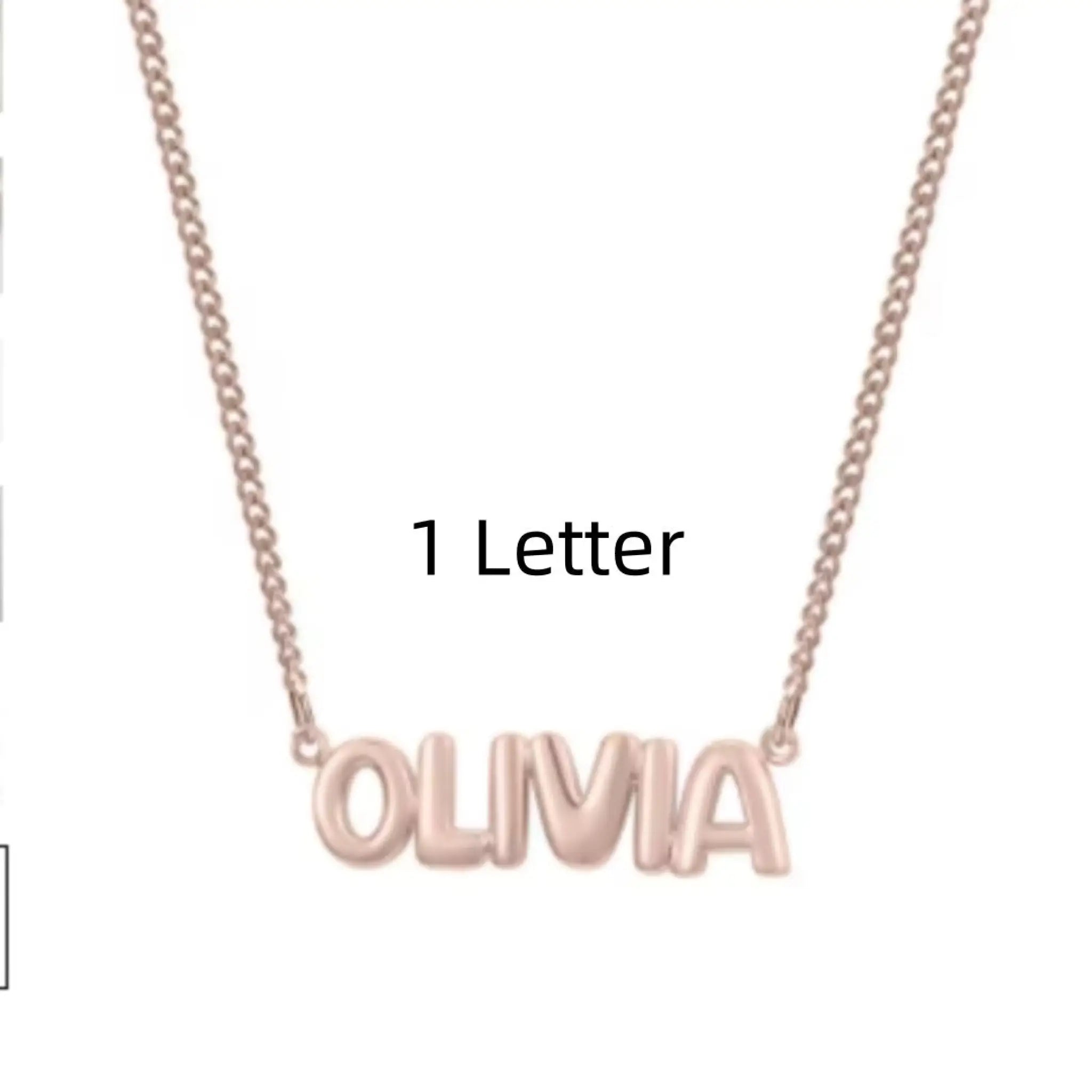 Personalized 3D Bubble Name Necklace - Rose Gold / 1 Letter - 7