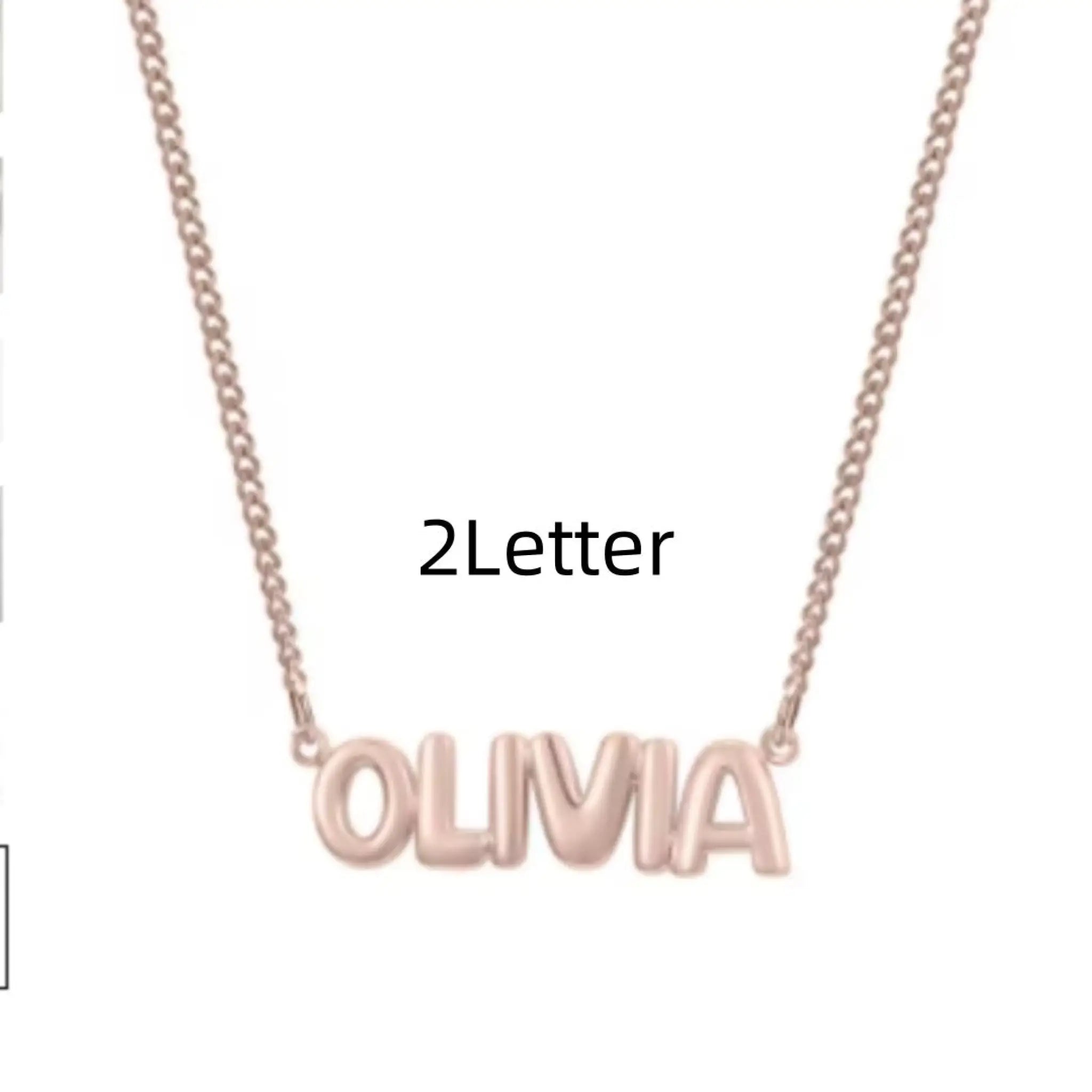 Personalized 3D Bubble Name Necklace - Rose Gold / 2 Letter - 7