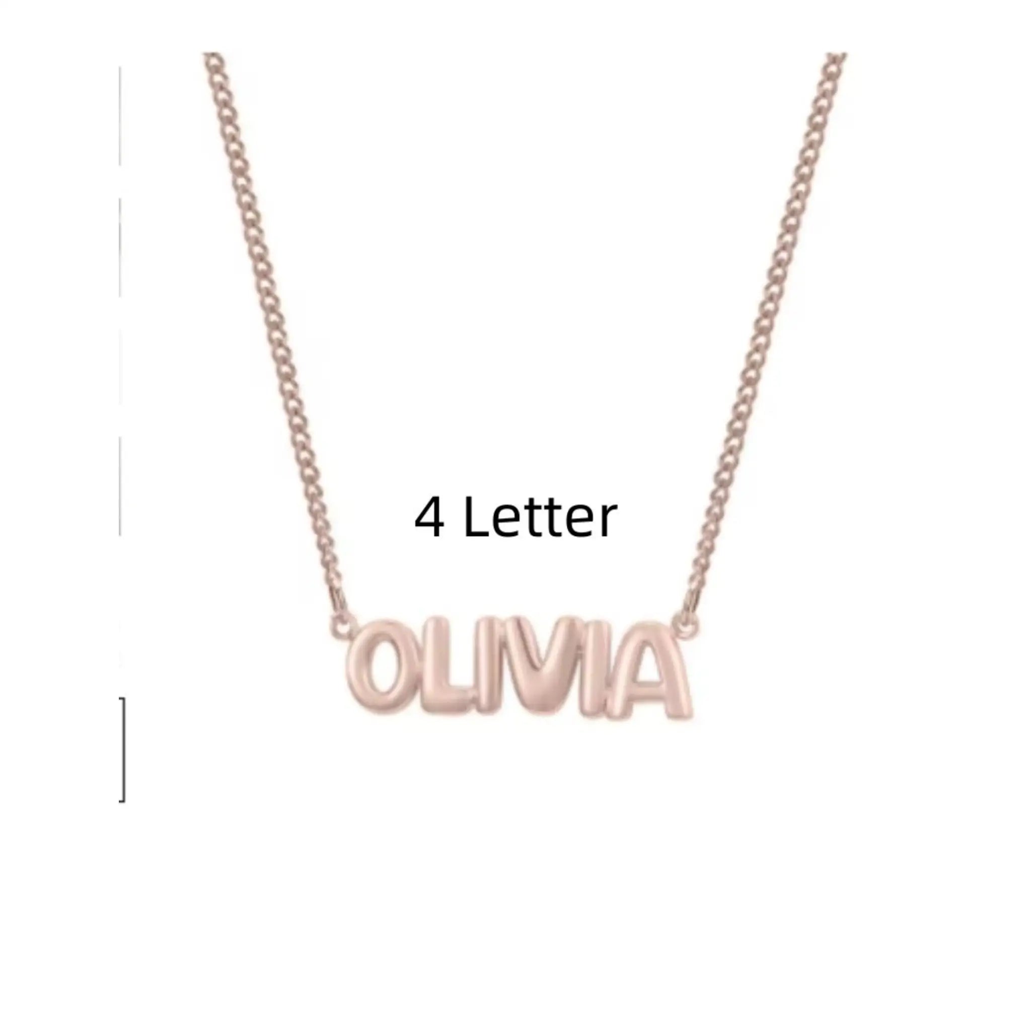 Personalized 3D Bubble Name Necklace - Rose Gold / 4 Letter - 7