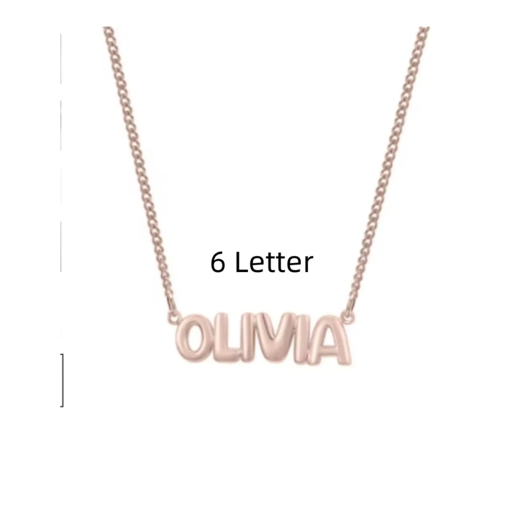 Personalized 3D Bubble Name Necklace - Rose Gold / 6 Letter - 7