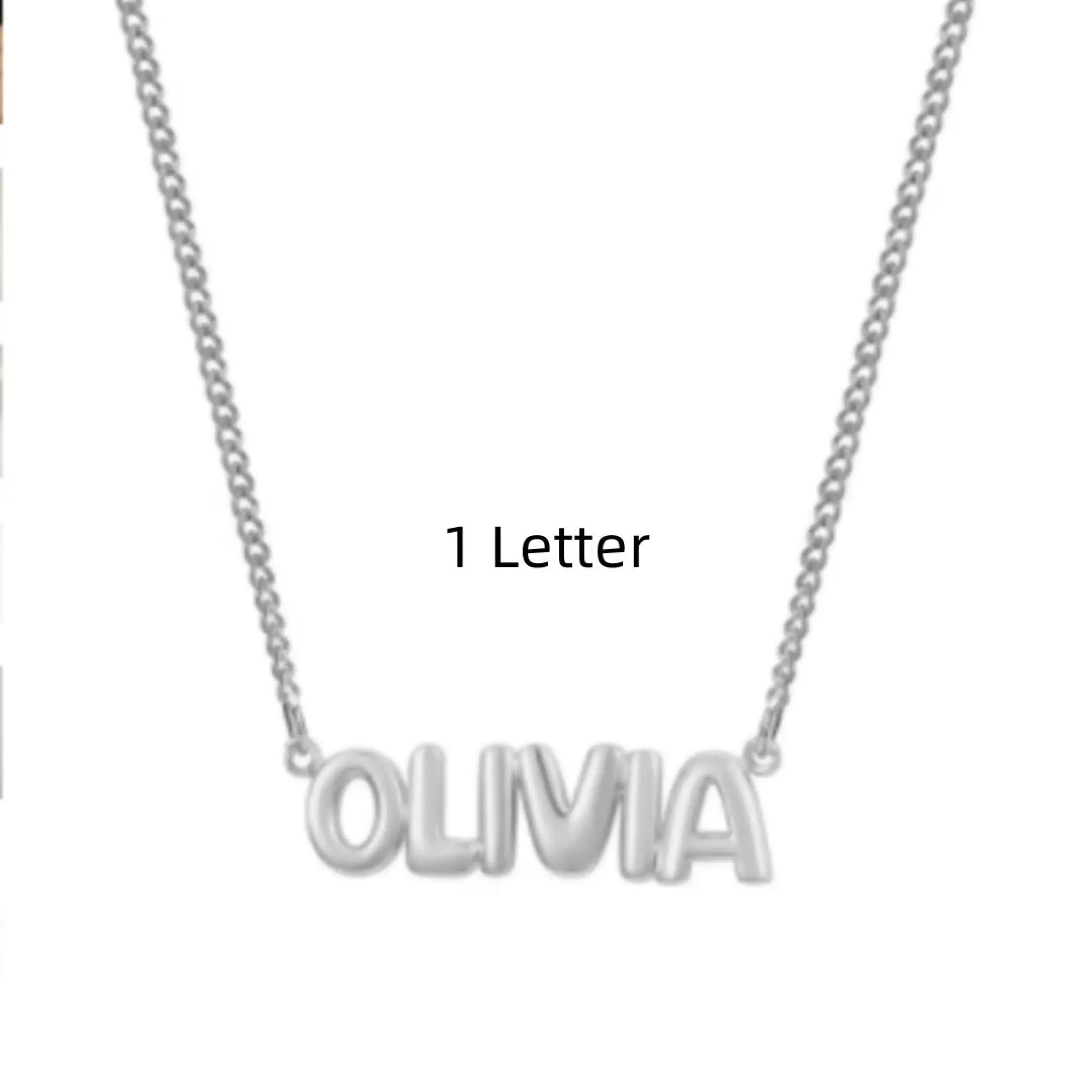 Personalized 3D Bubble Name Necklace - Silver / 1 Letter - 7