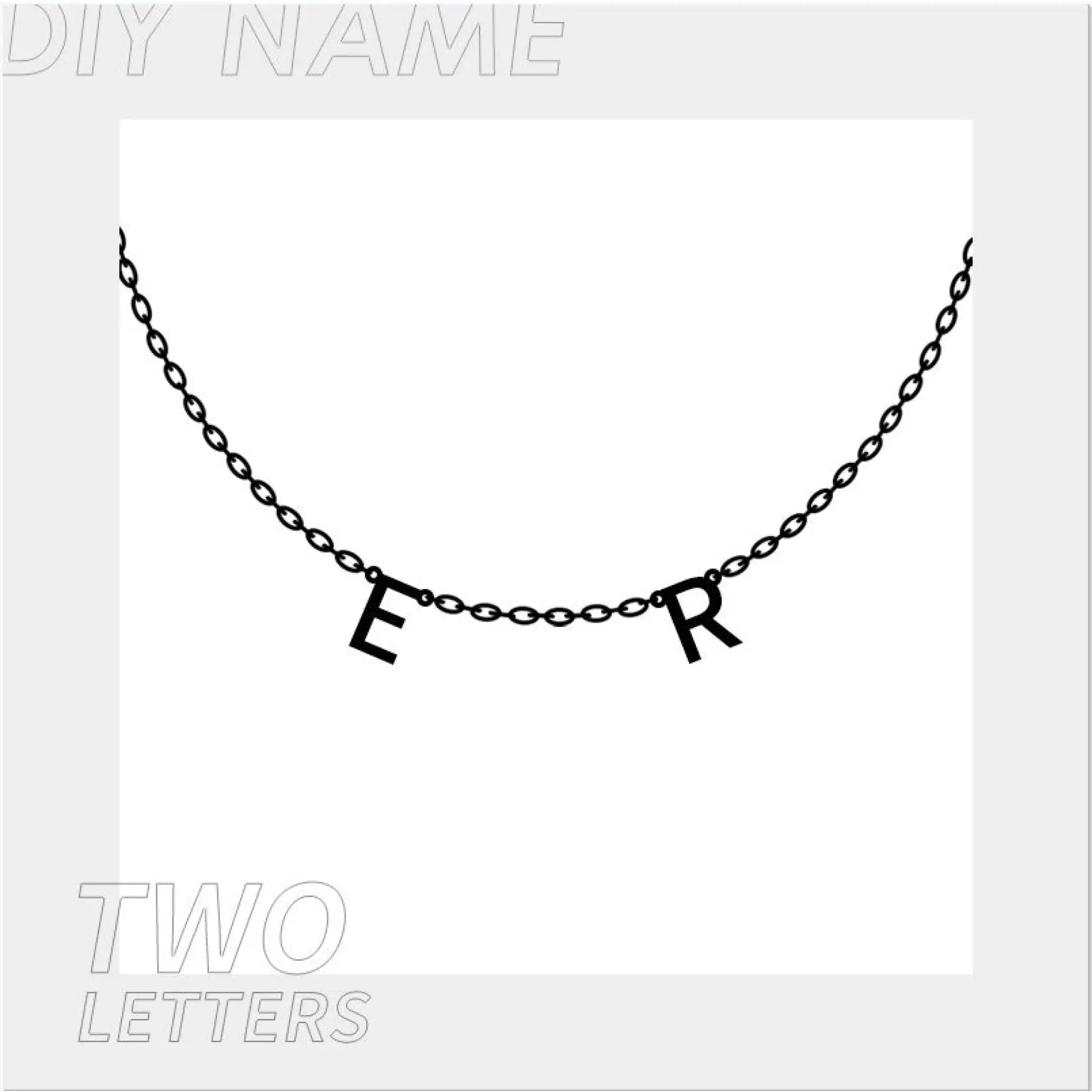 Personalized Alphabet Name Necklace DIY - Steel color / 2letters - Necklace