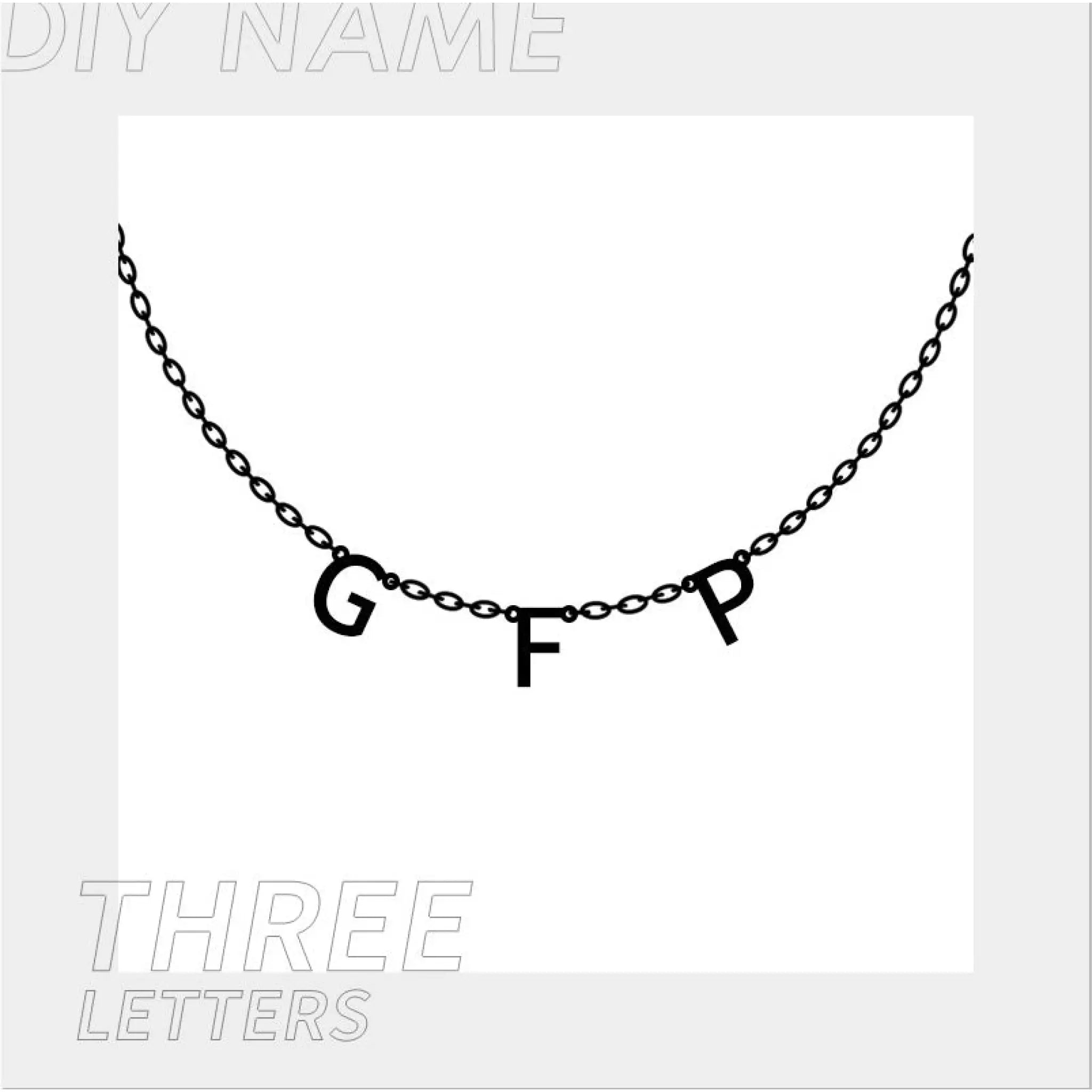 Personalized Alphabet Name Necklace DIY - Steel color / 3letters - Necklace