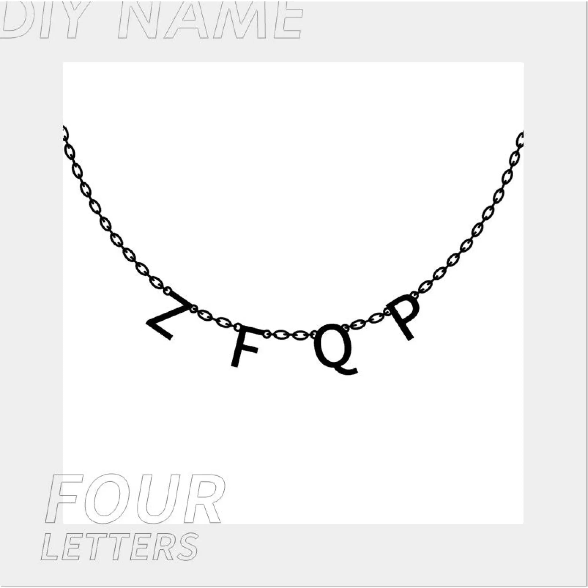 Personalized Alphabet Name Necklace DIY - Steel color / 4letters - Necklace