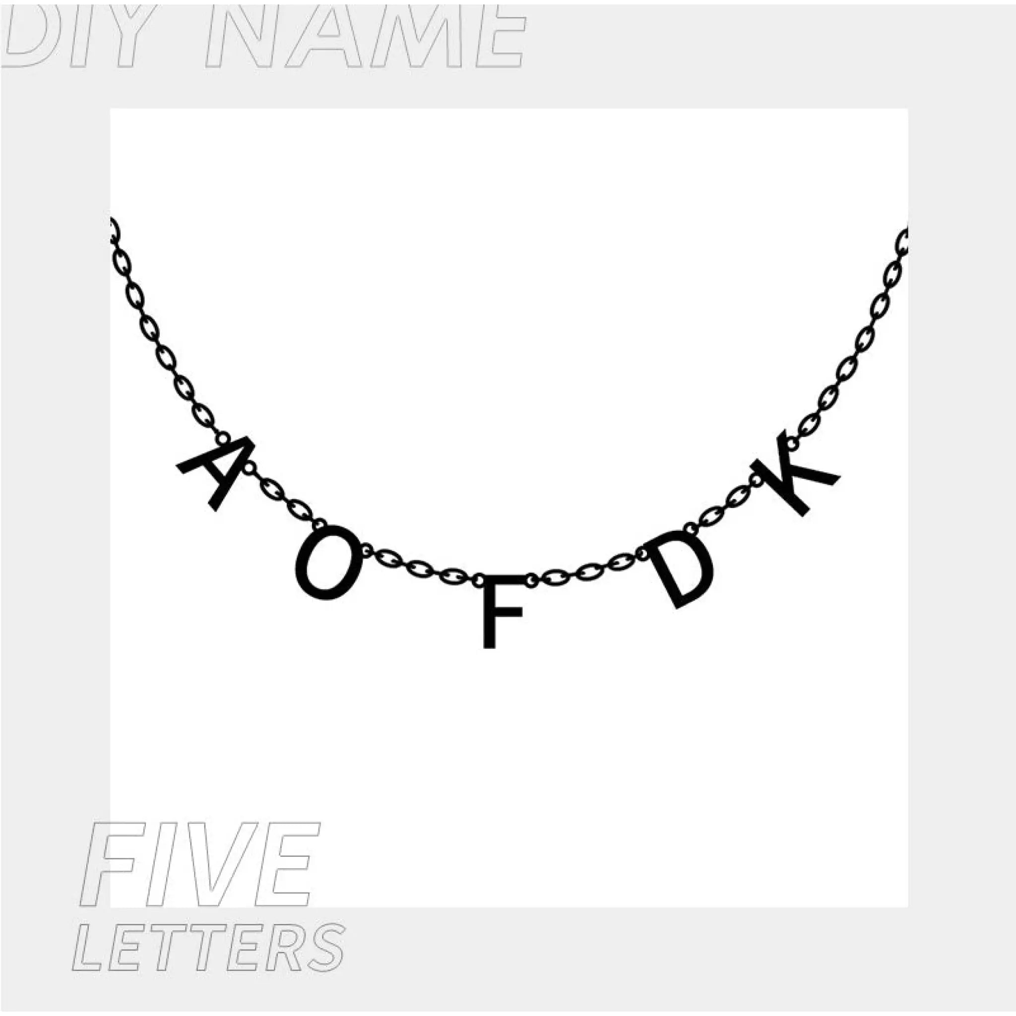 Personalized Alphabet Name Necklace DIY - Steel color / 5letters - Necklace