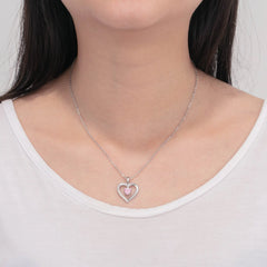 Personalized And Customizable Lettering Name Sterling Silver Heart-shaped Stone Necklace - White / 925silver - 7