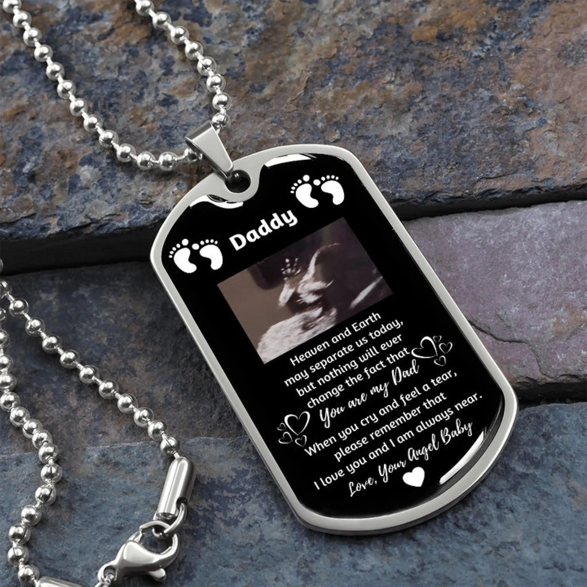 Personalized Baby ID Name Stainless Steel Pendant Necklace - 7