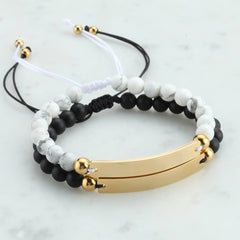 Personalized Beaded Adjustable Engraved Bar Bracelets - 7