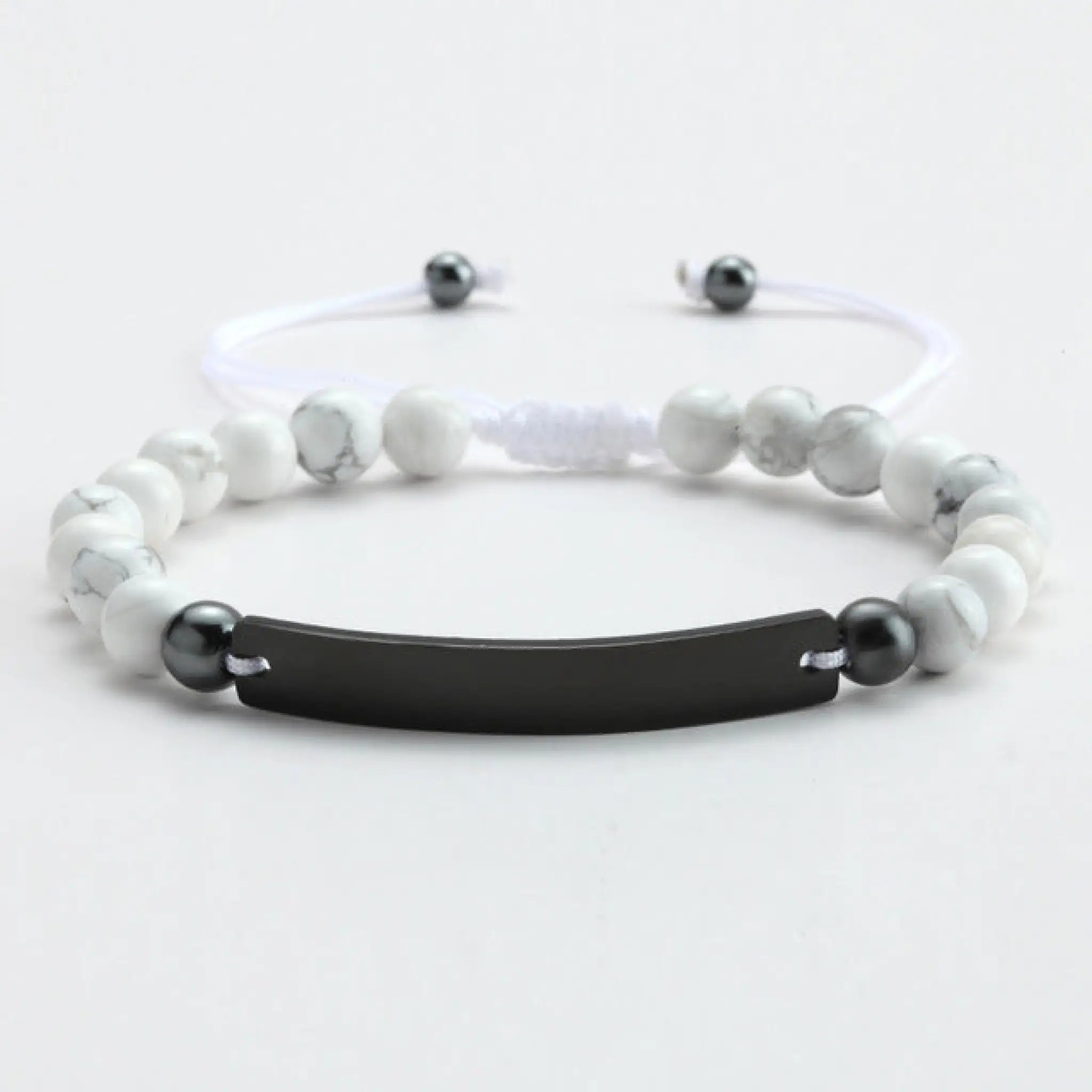 Personalized Beaded Adjustable Engraved Bar Bracelets - White1 - 7