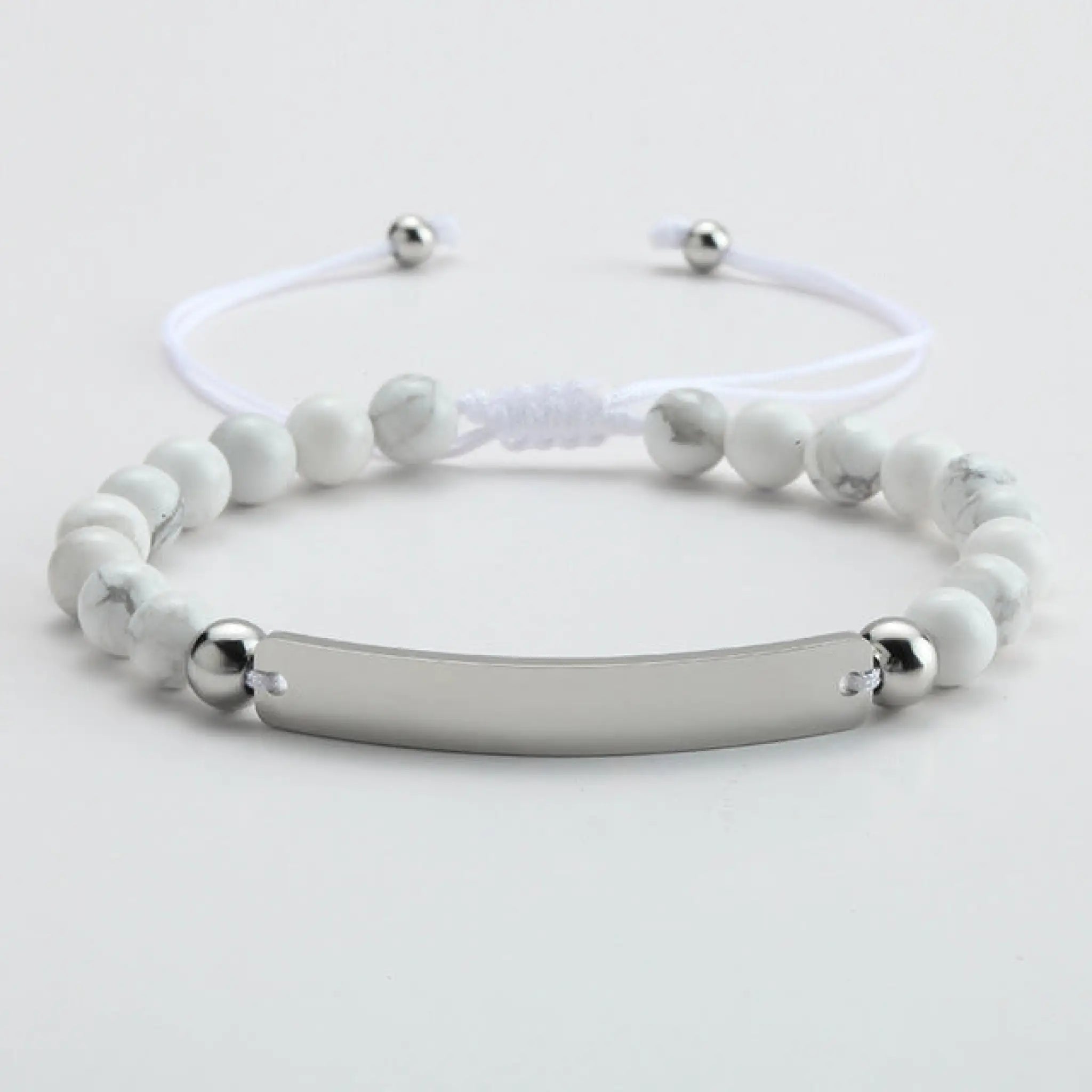 Personalized Beaded Adjustable Engraved Bar Bracelets - White2 - 7