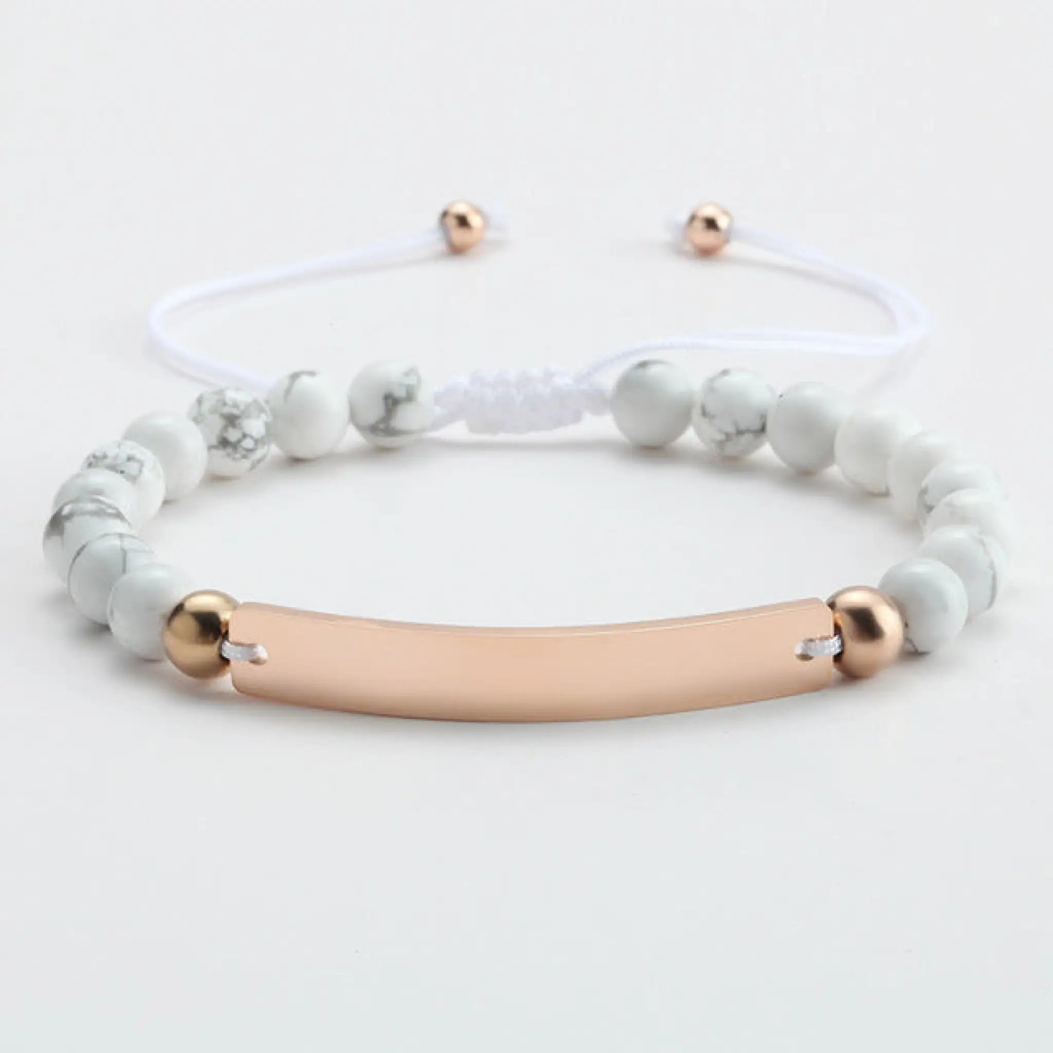 Personalized Beaded Adjustable Engraved Bar Bracelets - White4 - 7