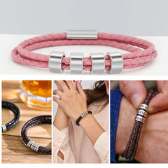 Personalized Beads Absorbent Iron Stone Multi Layered Hand Rope Name Inscription DIY - 7