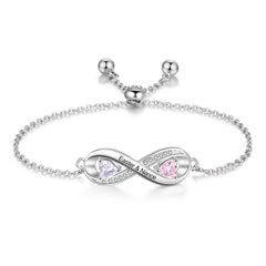 Personalized Carving Name Bracelet Birthstone - Silvery - 7