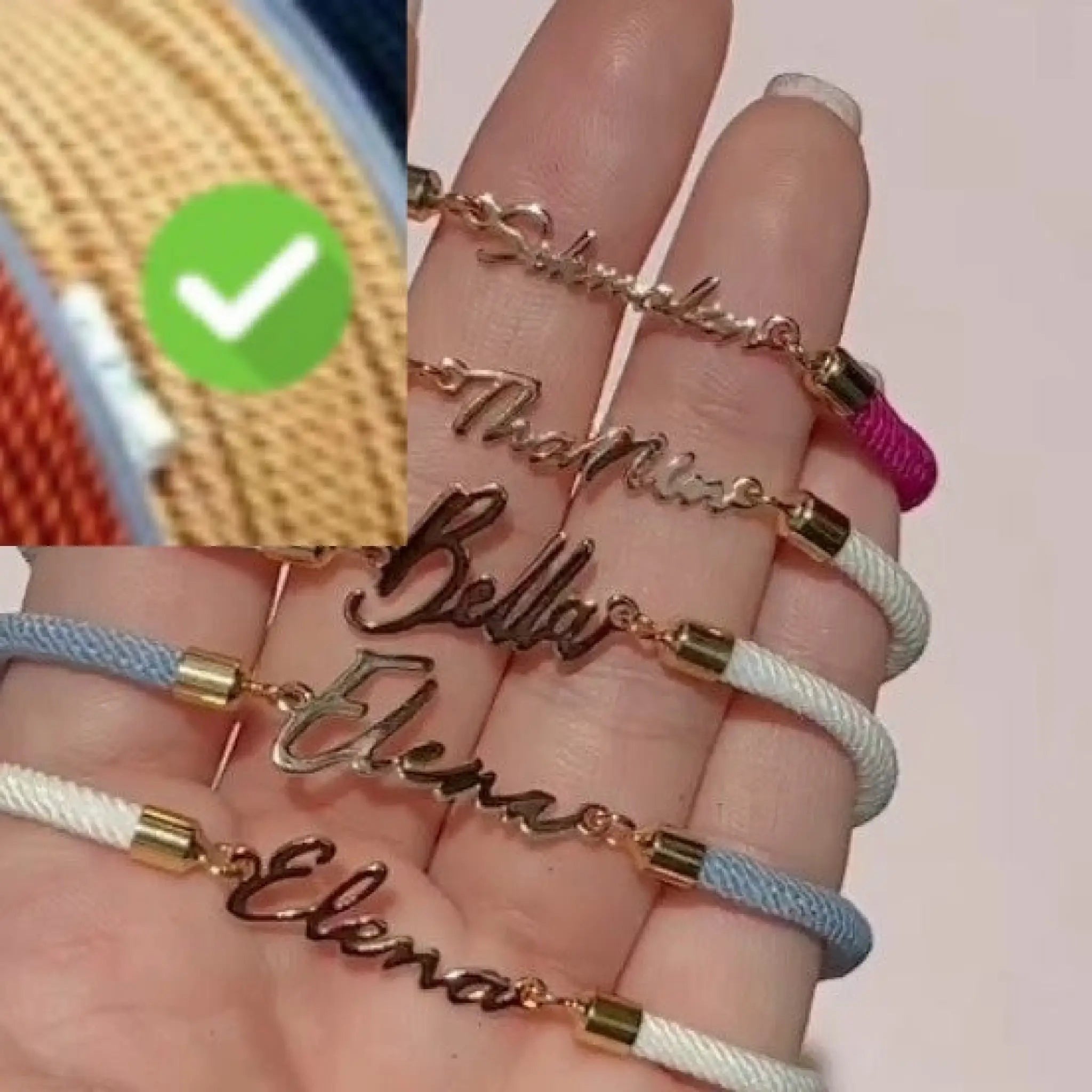 Personalized Colorful Rope Chain Custom Name Bracelet Personalized Adjustable Name Jewelry For Girls - Khaki / Gold - 7