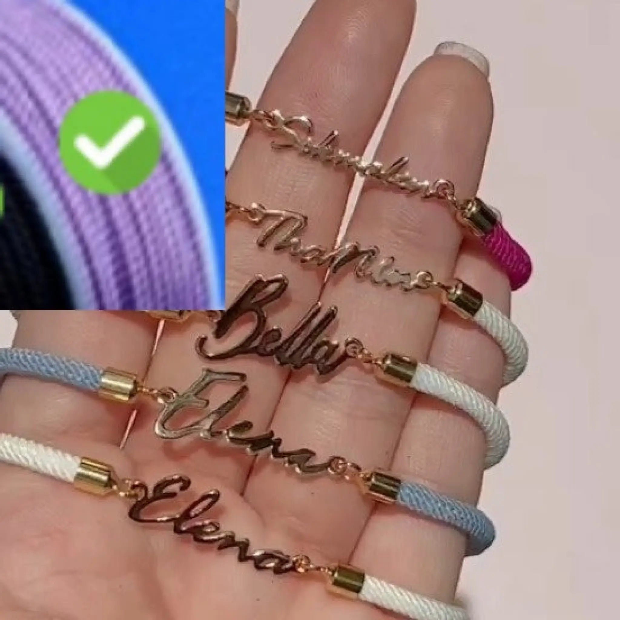 Personalized Colorful Rope Chain Custom Name Bracelet Personalized Adjustable Name Jewelry For Girls - Light Purple