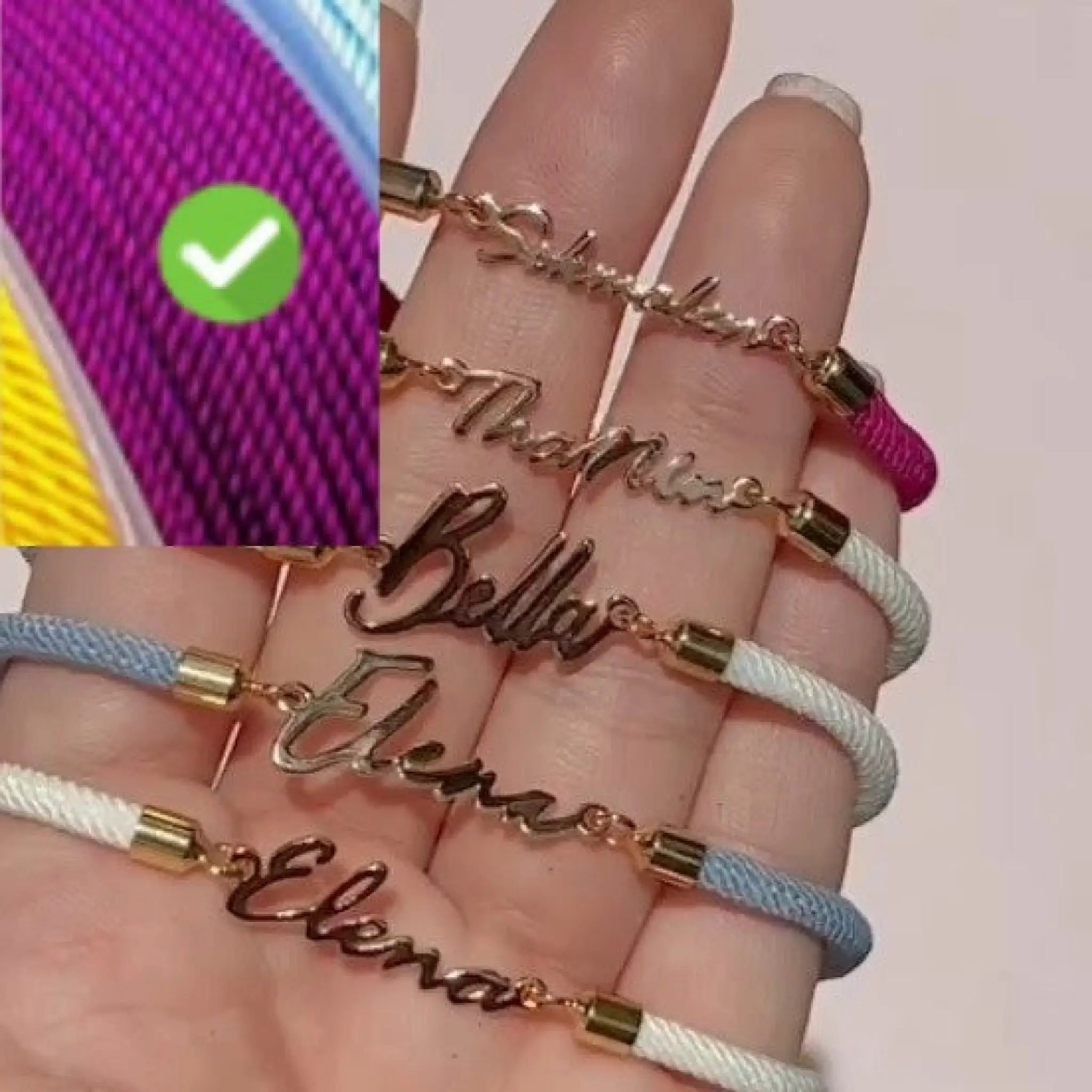 Personalized Colorful Rope Chain Custom Name Bracelet Personalized Adjustable Name Jewelry For Girls - Purple / Gold - 7