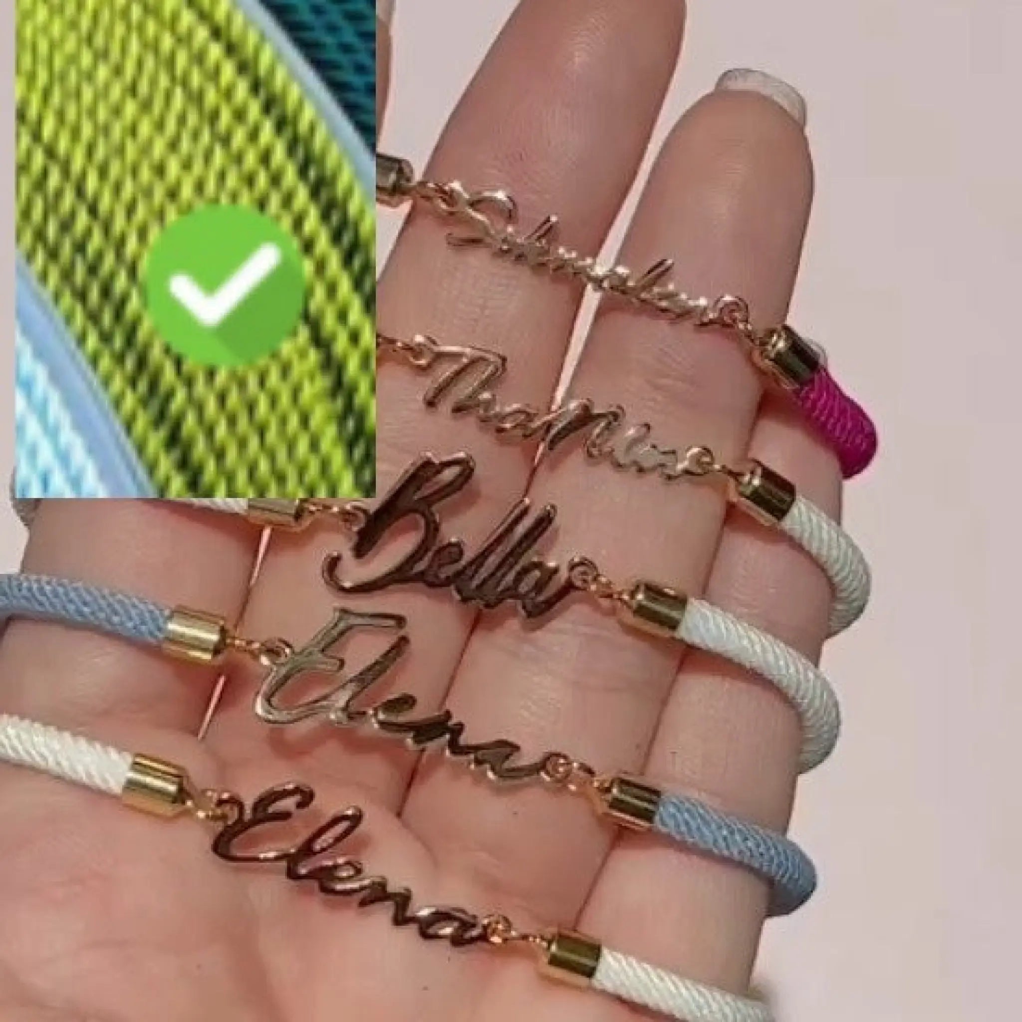 Personalized Colorful Rope Chain Custom Name Bracelet Personalized Adjustable Name Jewelry For Girls - Green / Gold - 7
