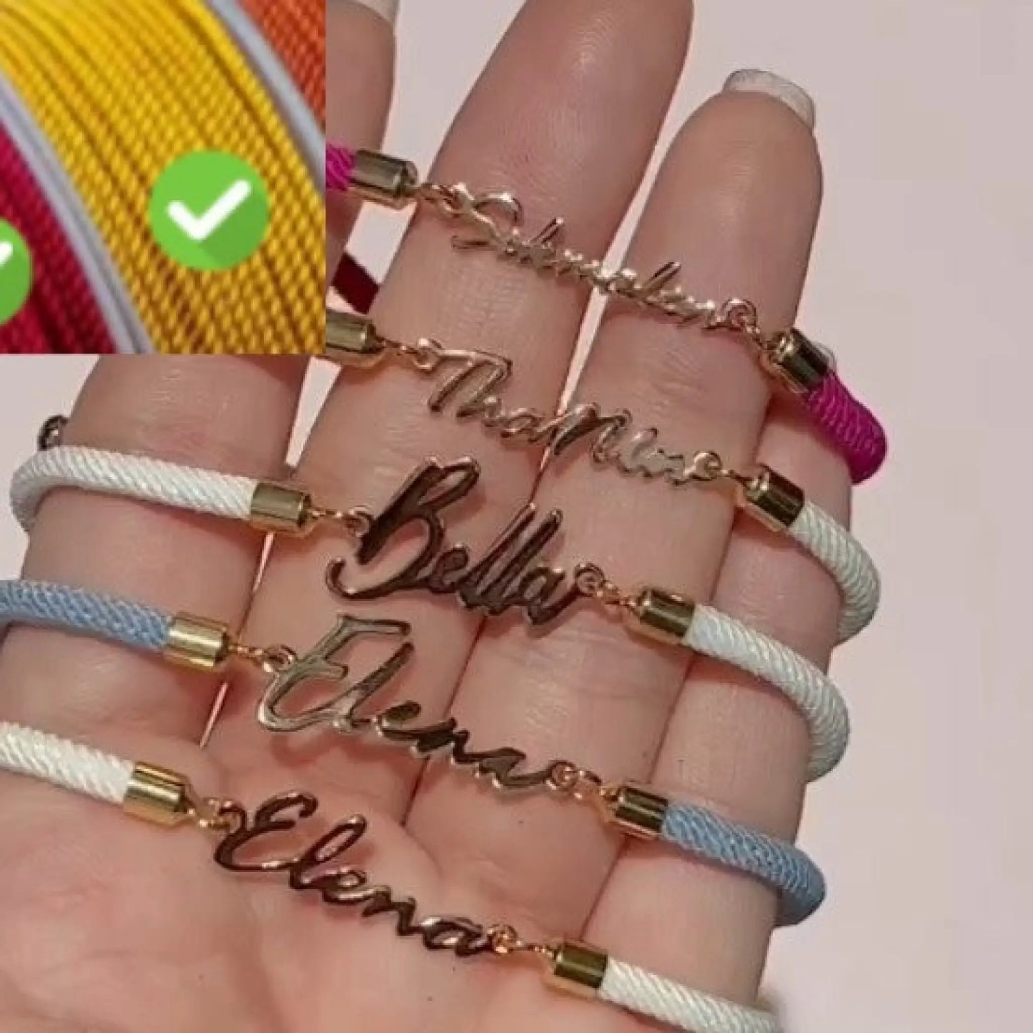 Personalized Colorful Rope Chain Custom Name Bracelet Personalized Adjustable Name Jewelry For Girls - Orange / Gold - 7