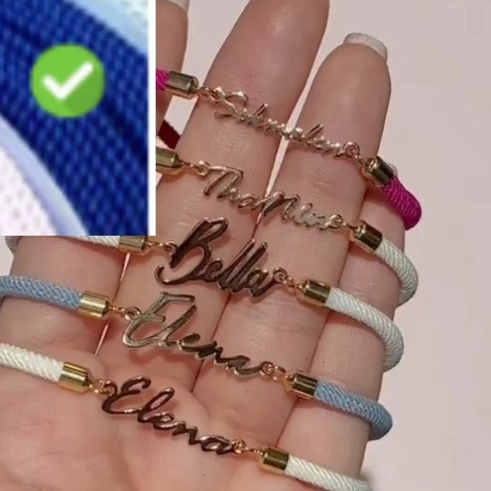 Personalized Colorful Rope Chain Custom Name Bracelet Personalized Adjustable Name Jewelry For Girls - Dark Blue / Gold