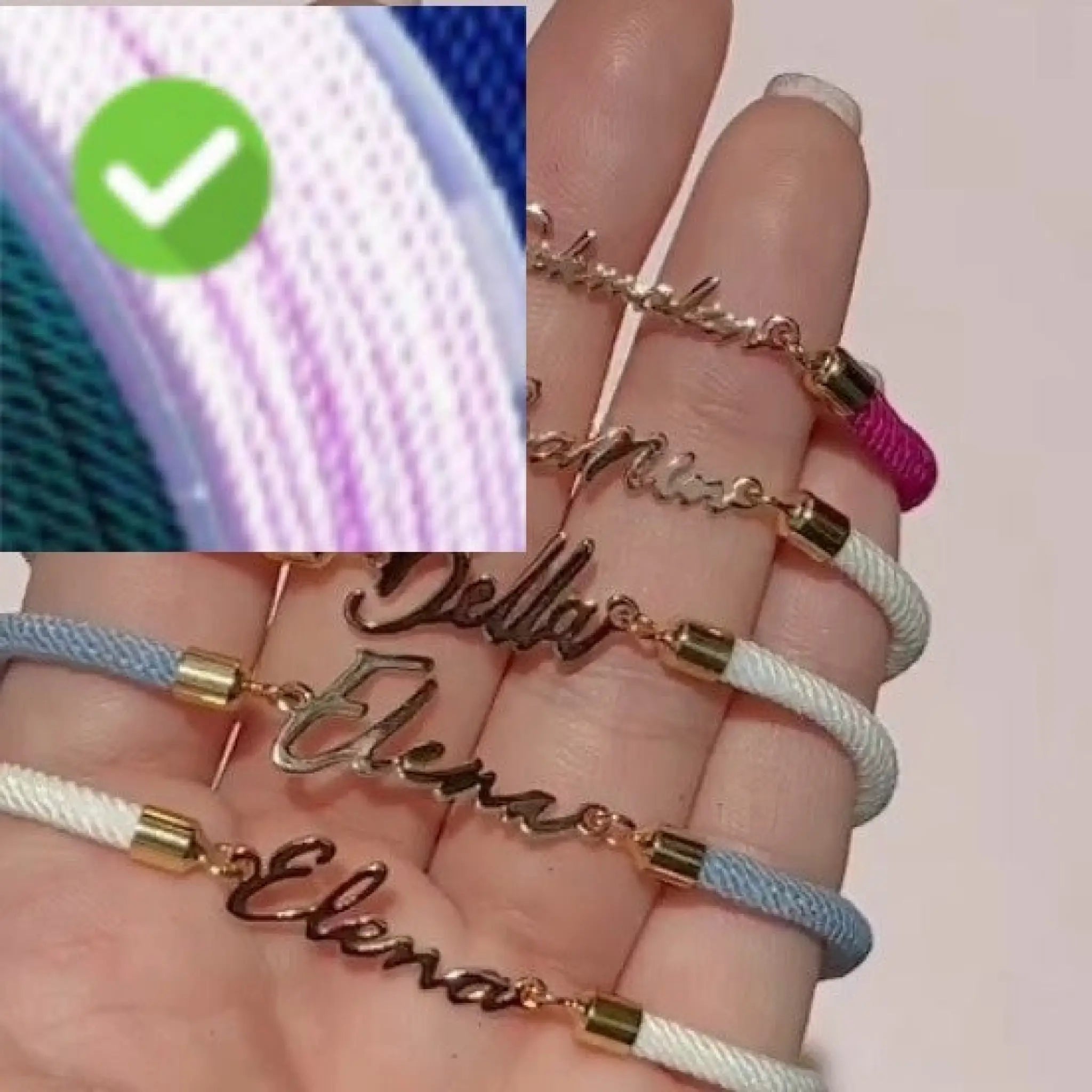 Personalized Colorful Rope Chain Custom Name Bracelet Personalized Adjustable Name Jewelry For Girls - Pink / Gold - 7