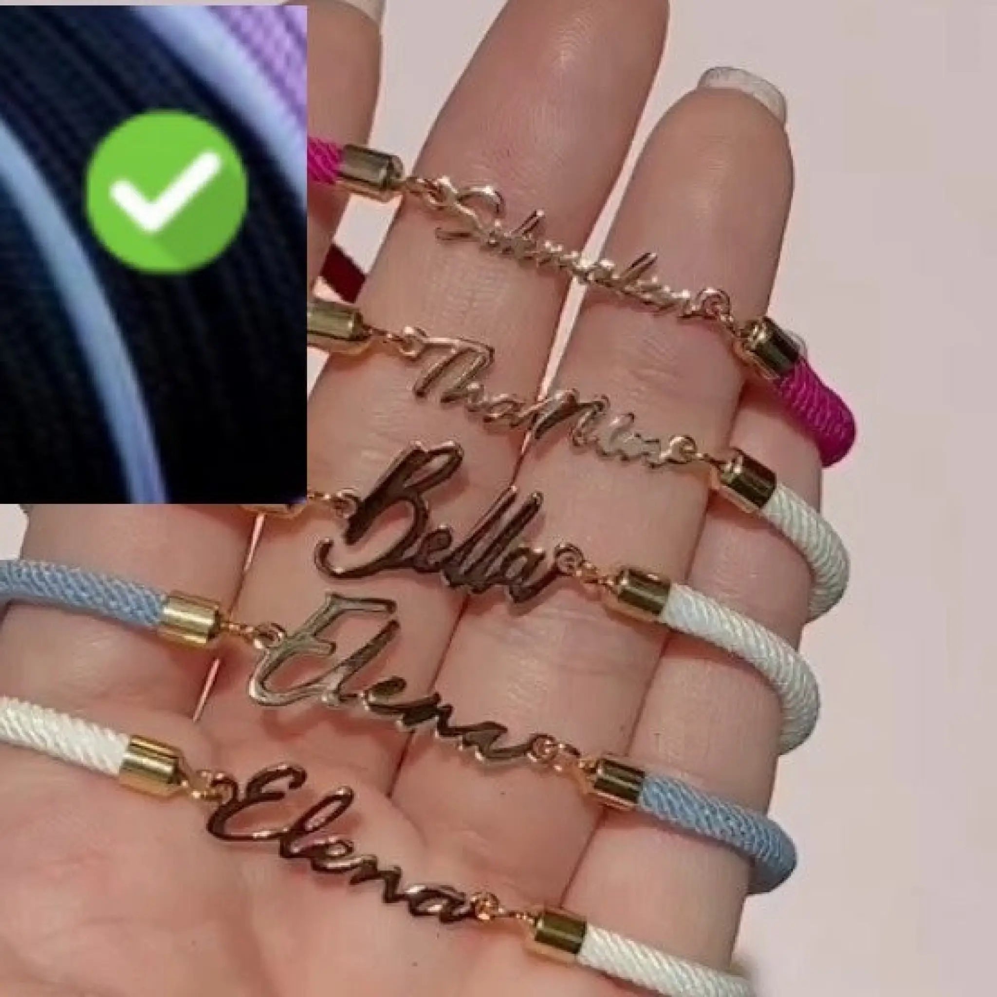 Personalized Colorful Rope Chain Custom Name Bracelet Personalized Adjustable Name Jewelry For Girls - Black / Gold - 7