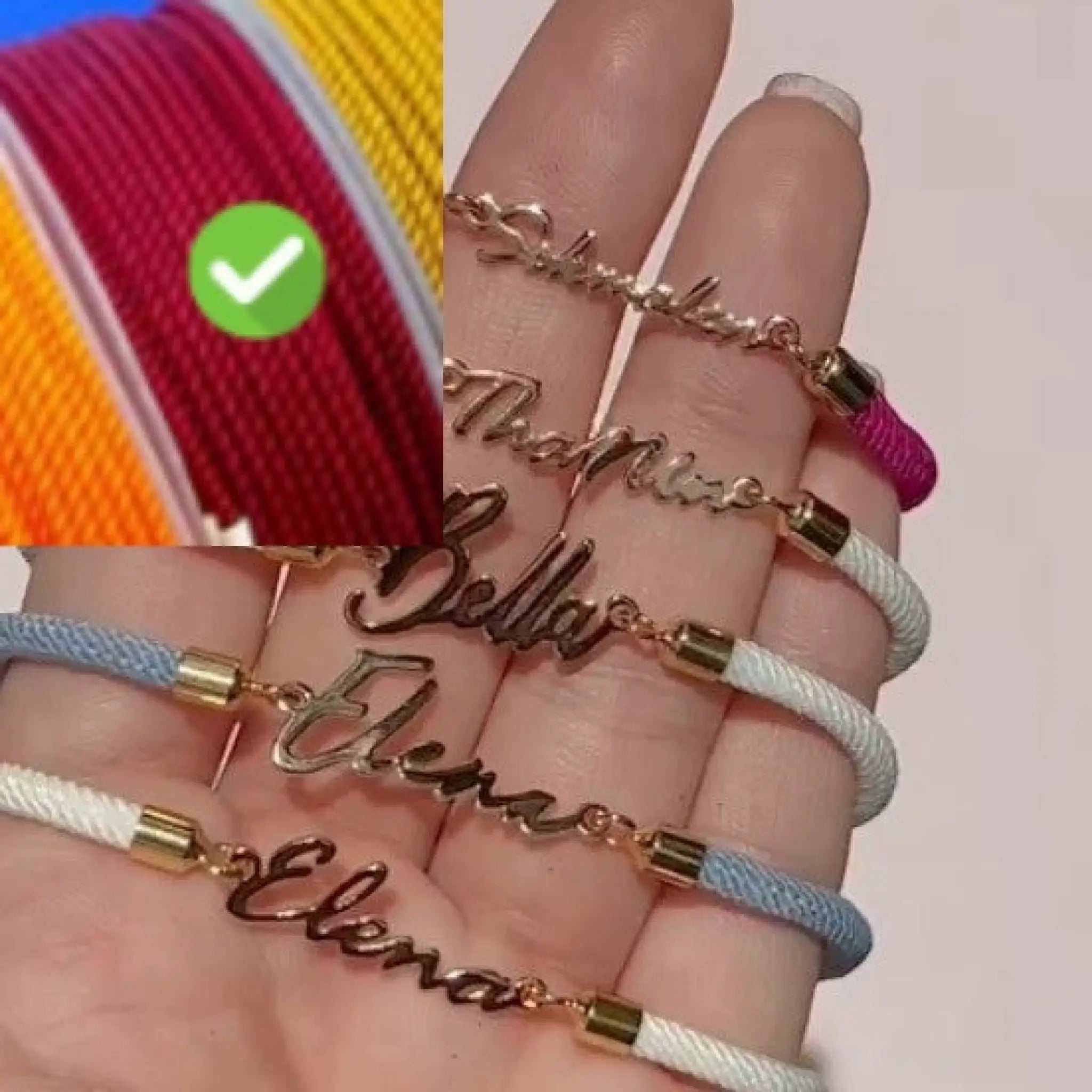 Personalized Colorful Rope Chain Custom Name Bracelet Personalized Adjustable Name Jewelry For Girls - Red / Gold - 7