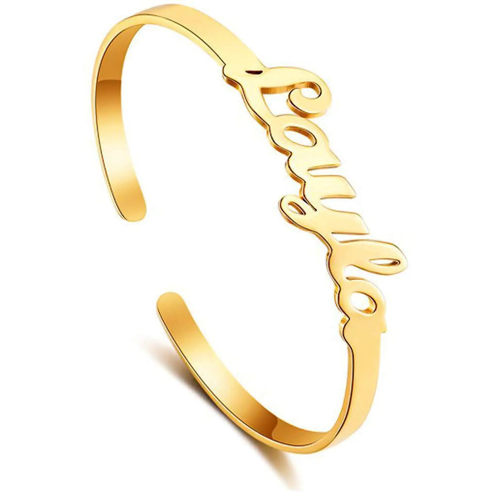 Personalized Creative Stainless Steel Custom Cut Name Bracelet - Gold Customized Four - 7