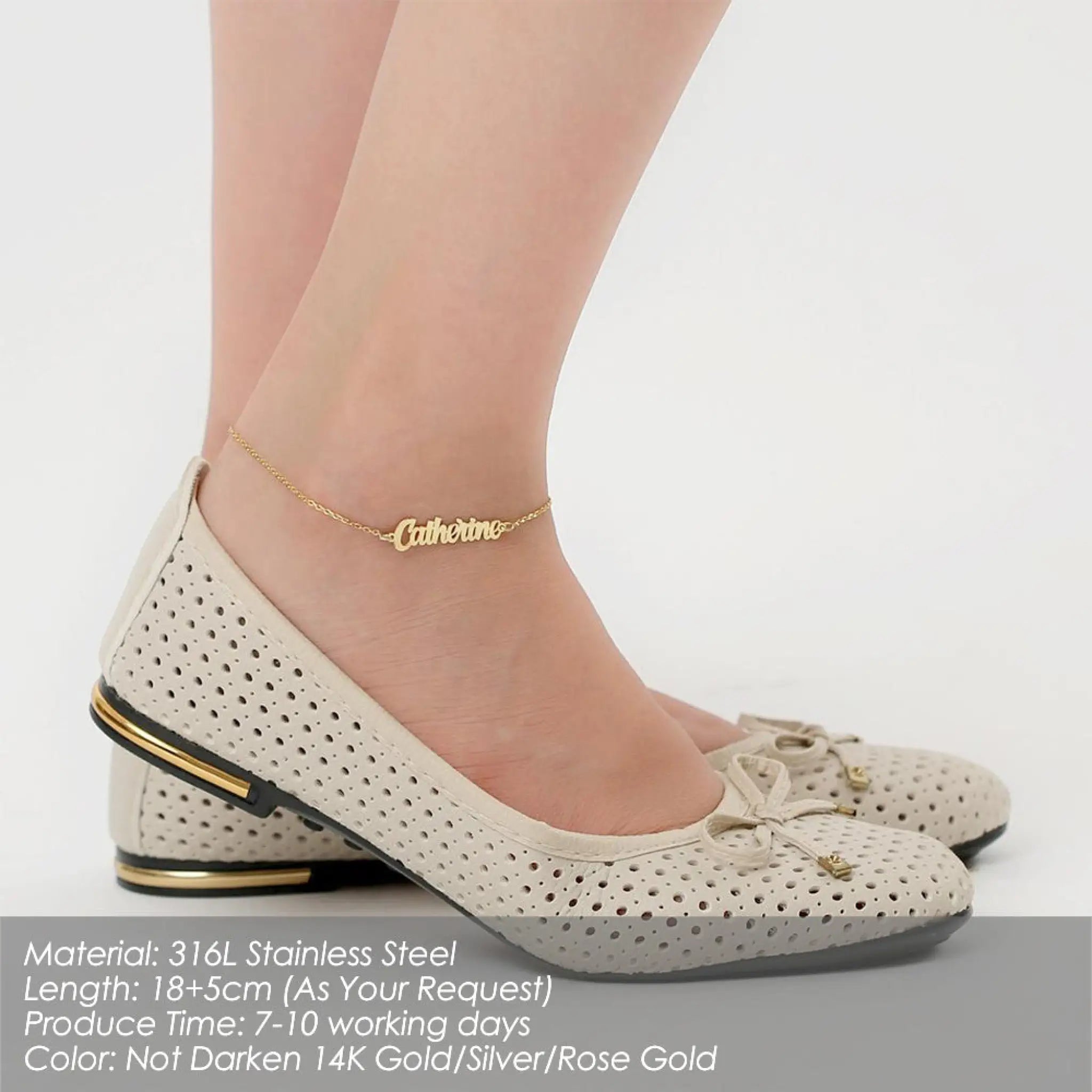 Personalized Custom 316L Stainless Steel Jewelry English Alphabet Name Anklet - 7