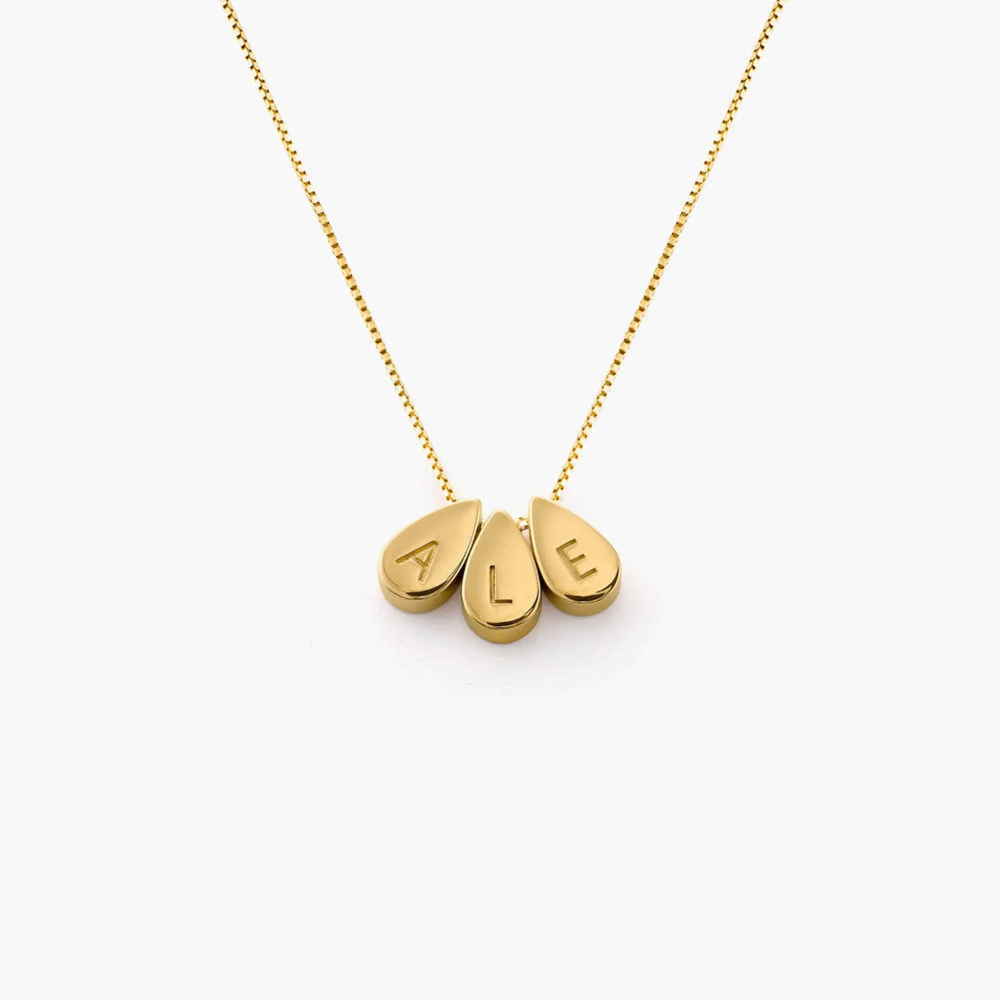 Personalized Custom Letter Engraved Geometric Necklace - Gold / 3 pendant - 7